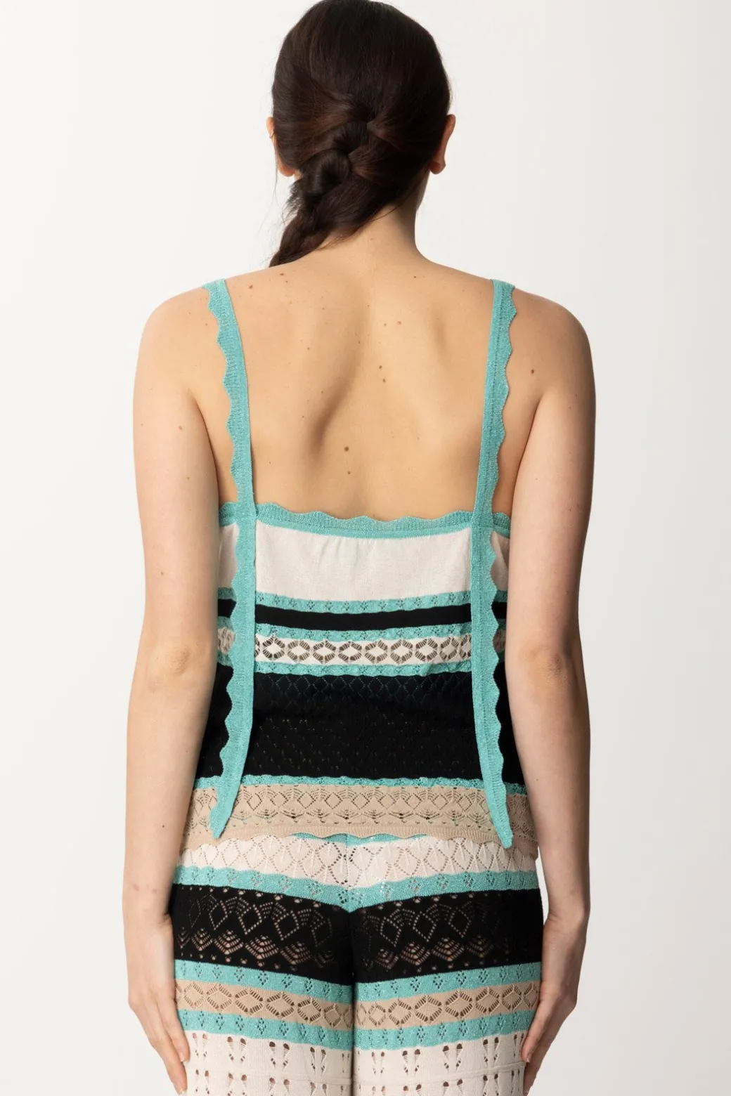 Donna Akep Canotta In Punto Pizzo Multicolor