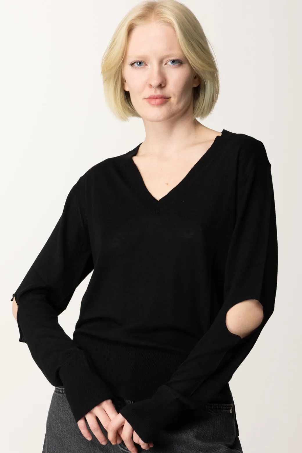 Donna Akep Maglia Scollo a V con Cut-out