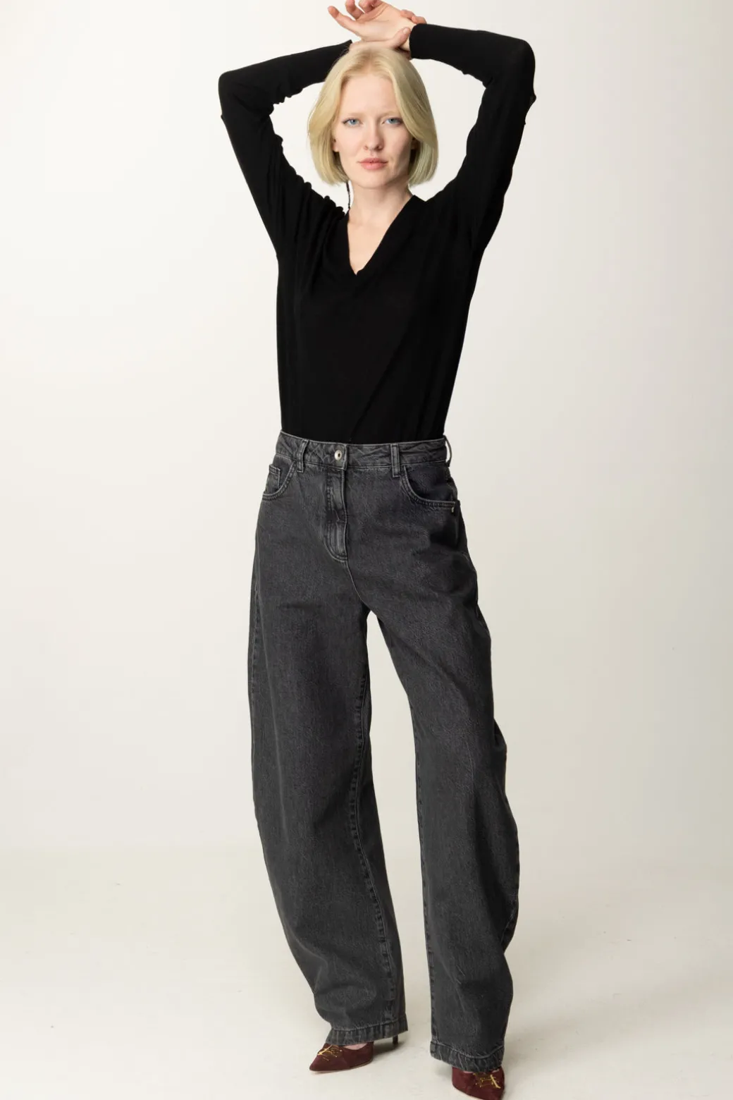 Donna Akep Maglia Scollo a V con Cut-out