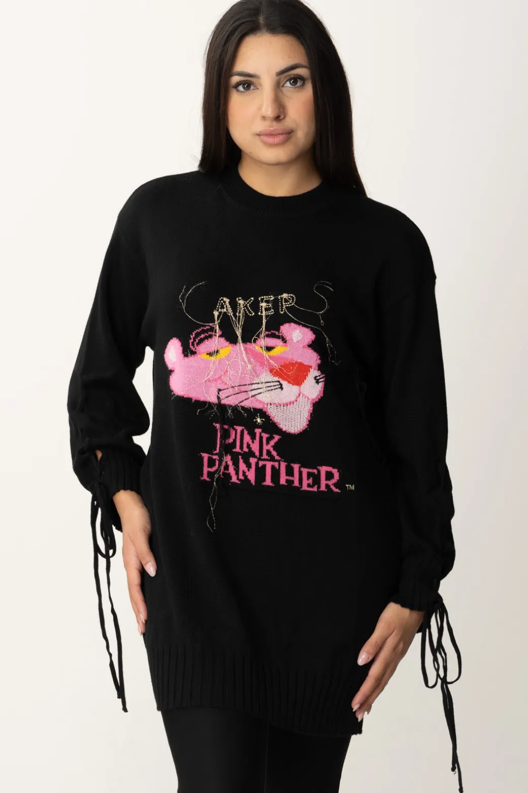 Donna Akep Maxi Pullover Pink Panter con Laccetti