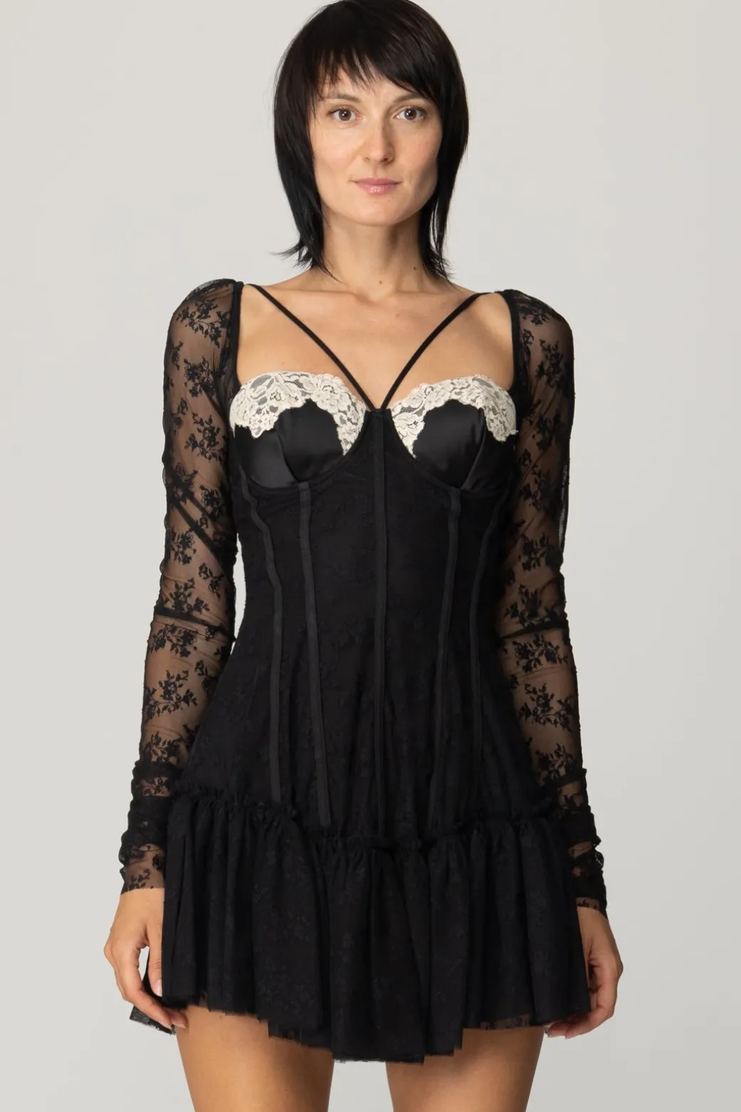 Donna Aniye By Abito Bustier con Pizzo e Tulle