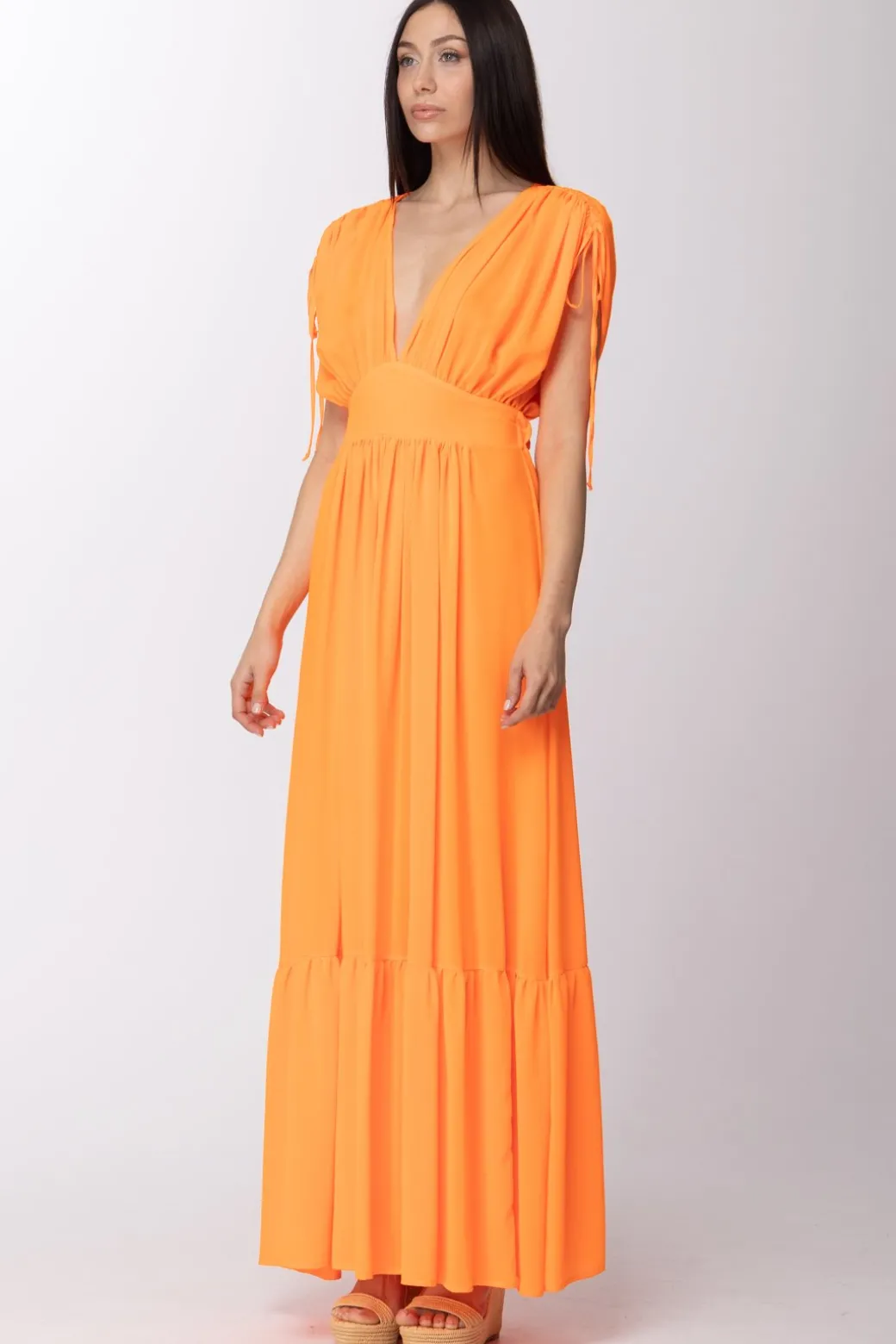 Donna Aniye By Abito Lungo con Scollo Profondo e Arricciature