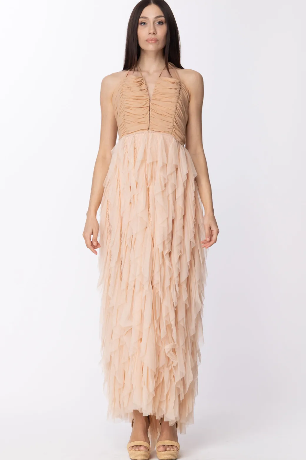 Donna Aniye By Abito Lungo con Volant Verticali Etha