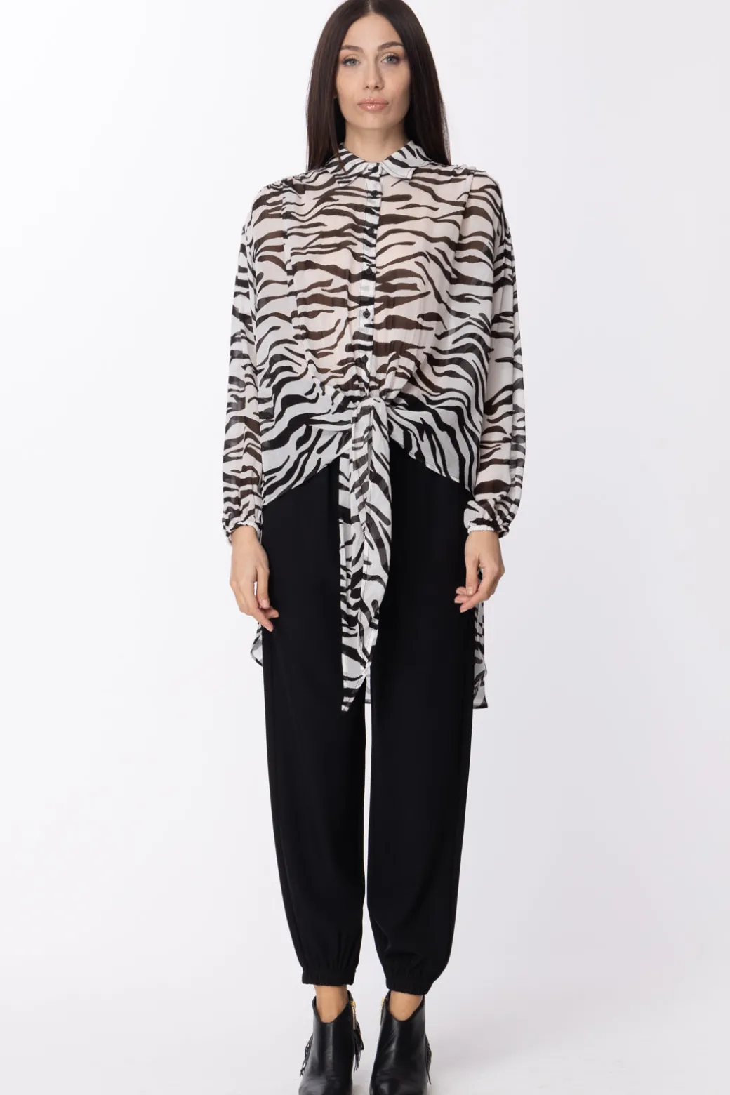 Donna Aniye By Blusa Animalier Asimmetrica