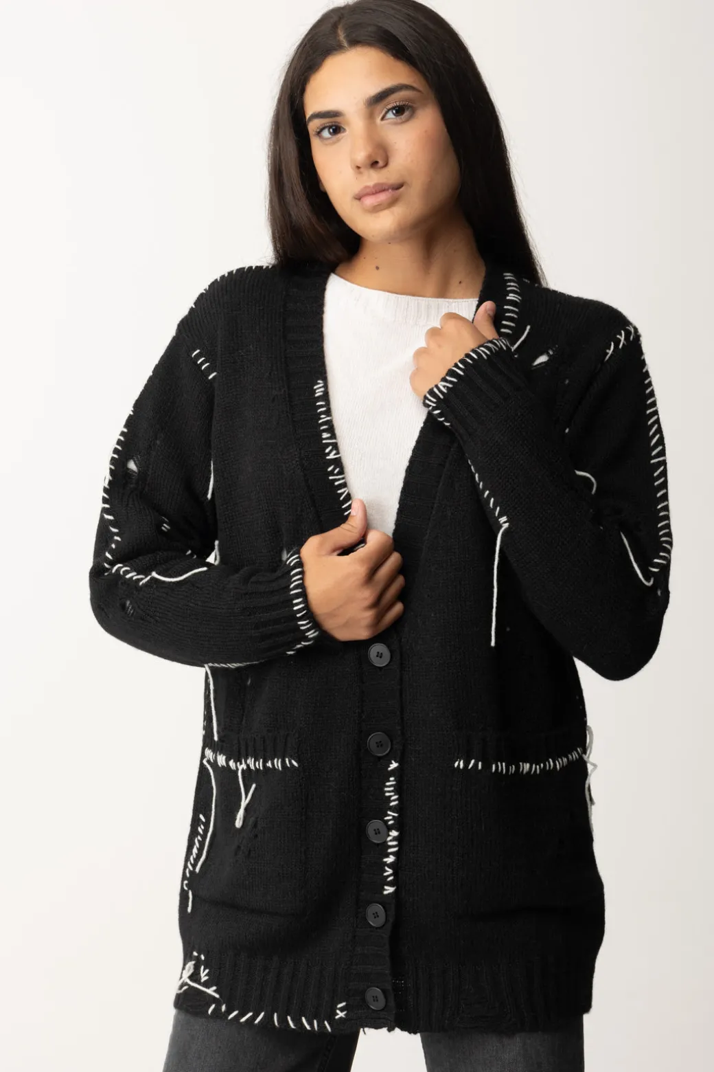 Donna Aniye By Maxi Cardigan con Rotture Ryan
