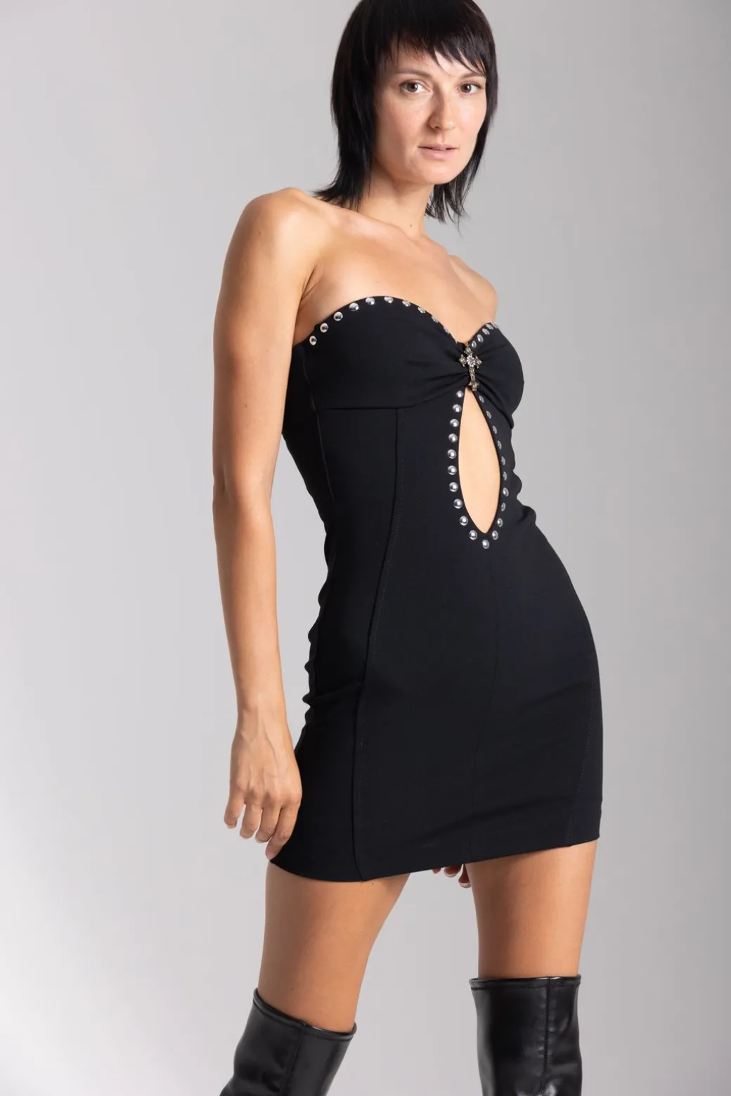 Donna Aniye By Mini Abito Scollo Cuore e Borchie
