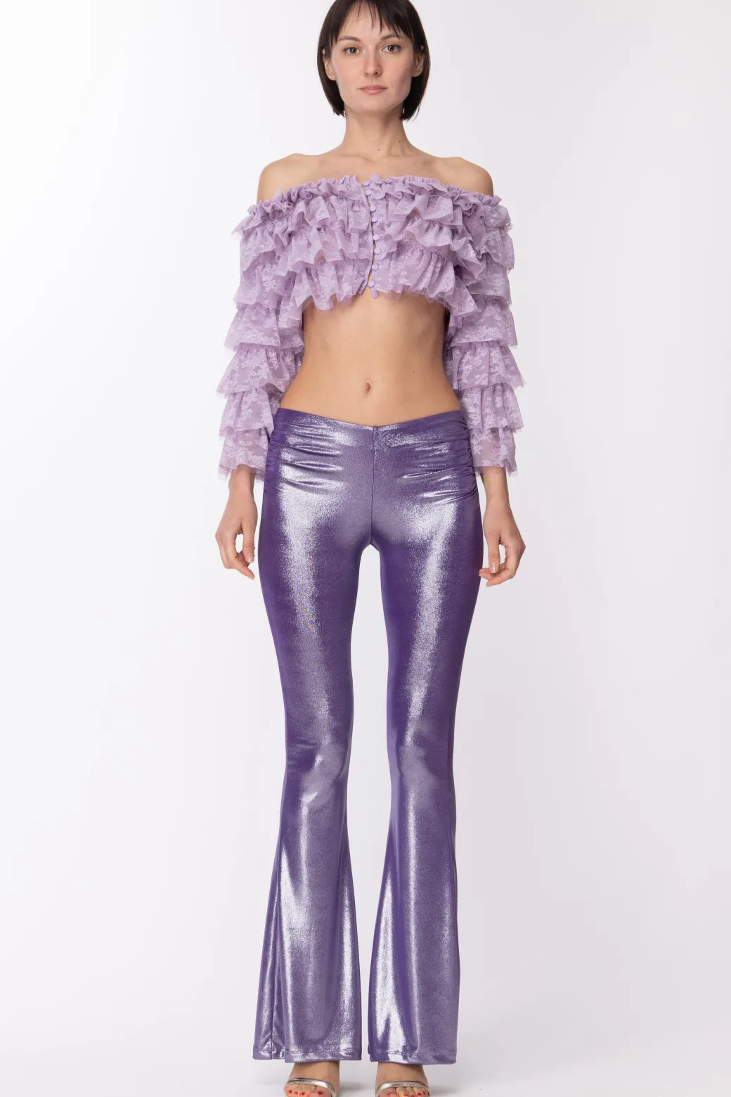 Donna Aniye By Pantalone a Zampa Terry In Jersey Laminato