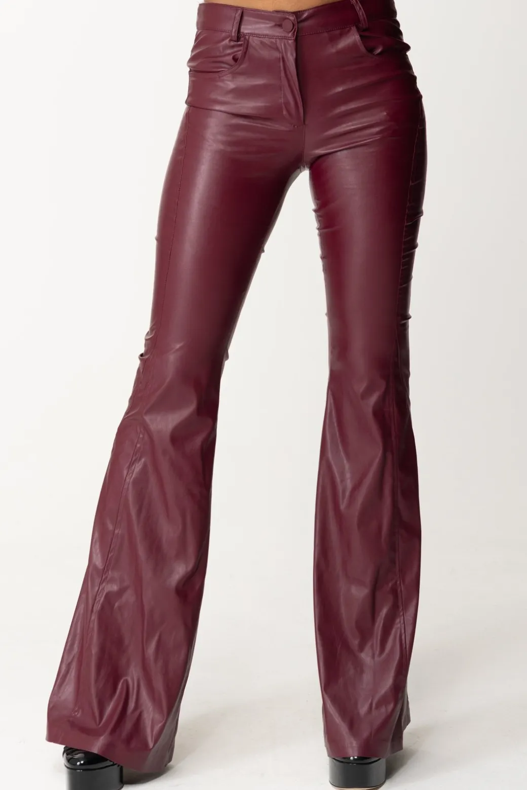 Donna Aniye By Pantaloni Flared In Ecopelle Biba