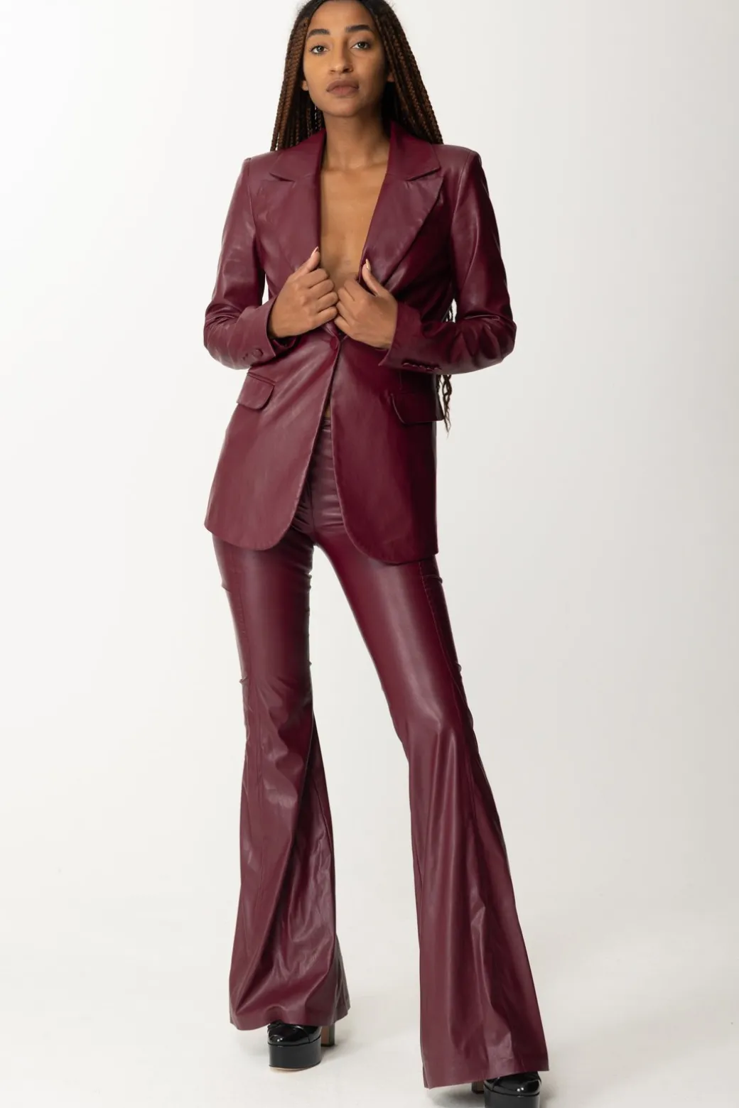 Donna Aniye By Pantaloni Flared In Ecopelle Biba