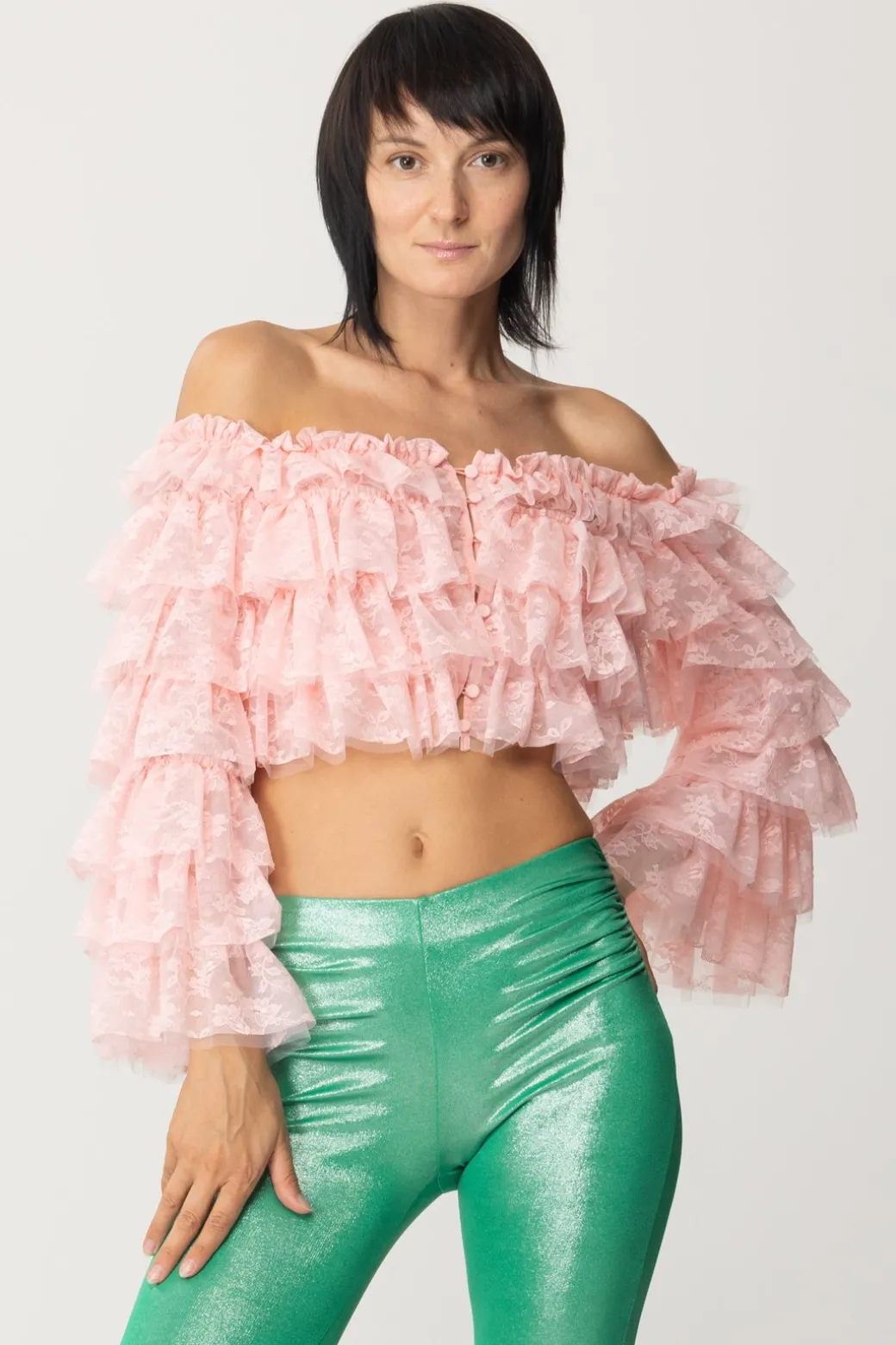 Donna Aniye By Top con Rouches e Spalle Scoperte