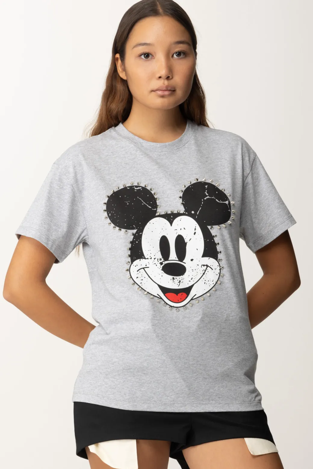Donna Aniye By T-shirt con Stampa Mickey e Borchie