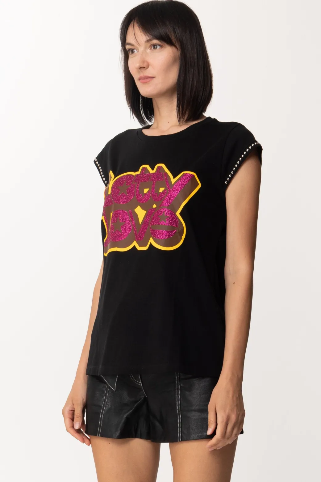 Donna Aniye By T-shirt Stampata Lotty con Borchiette