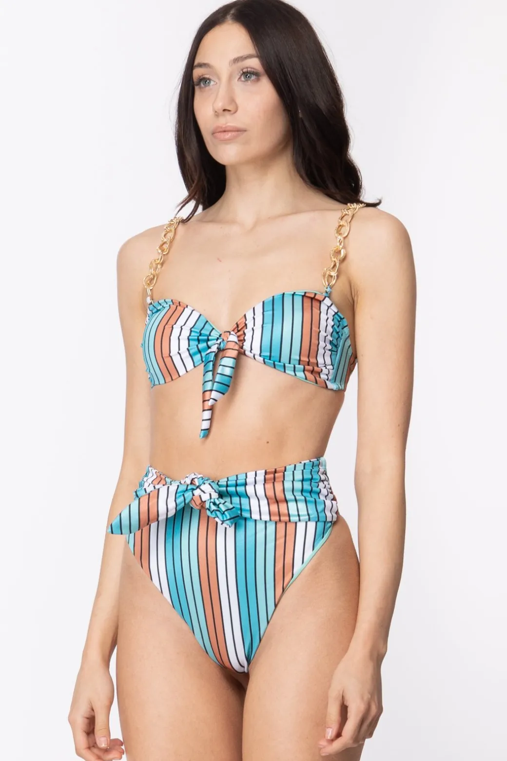 Donna Ardoel Bikini a Righe con Nodi e Catene Yoana