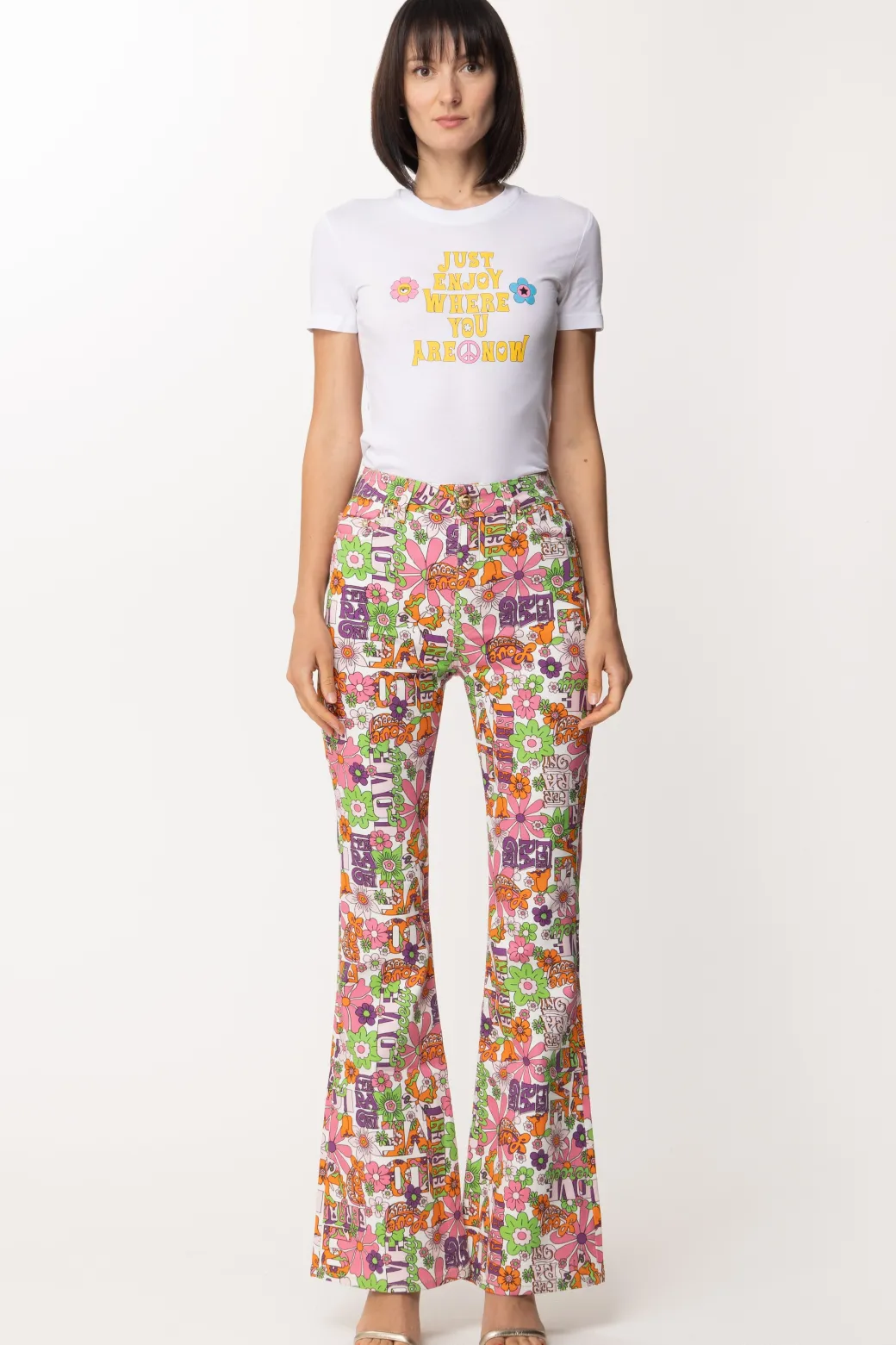 Donna Chiara Ferragni T-shirt con Stampa Scritta Hippie