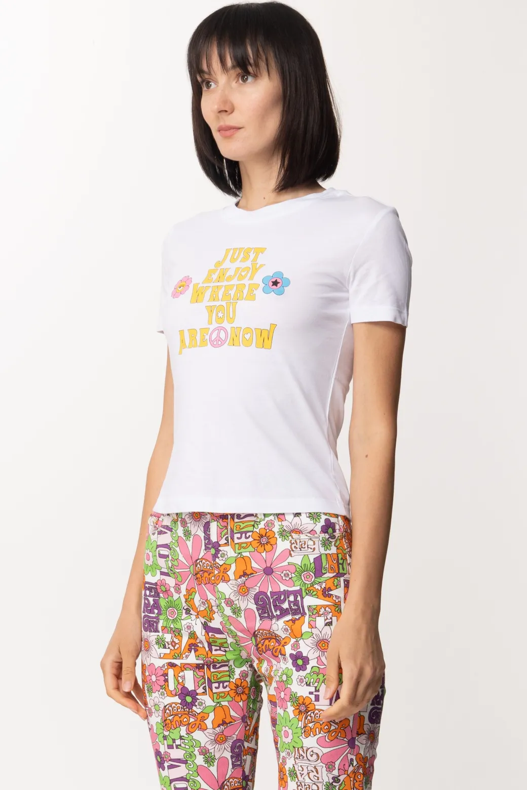 Donna Chiara Ferragni T-shirt con Stampa Scritta Hippie