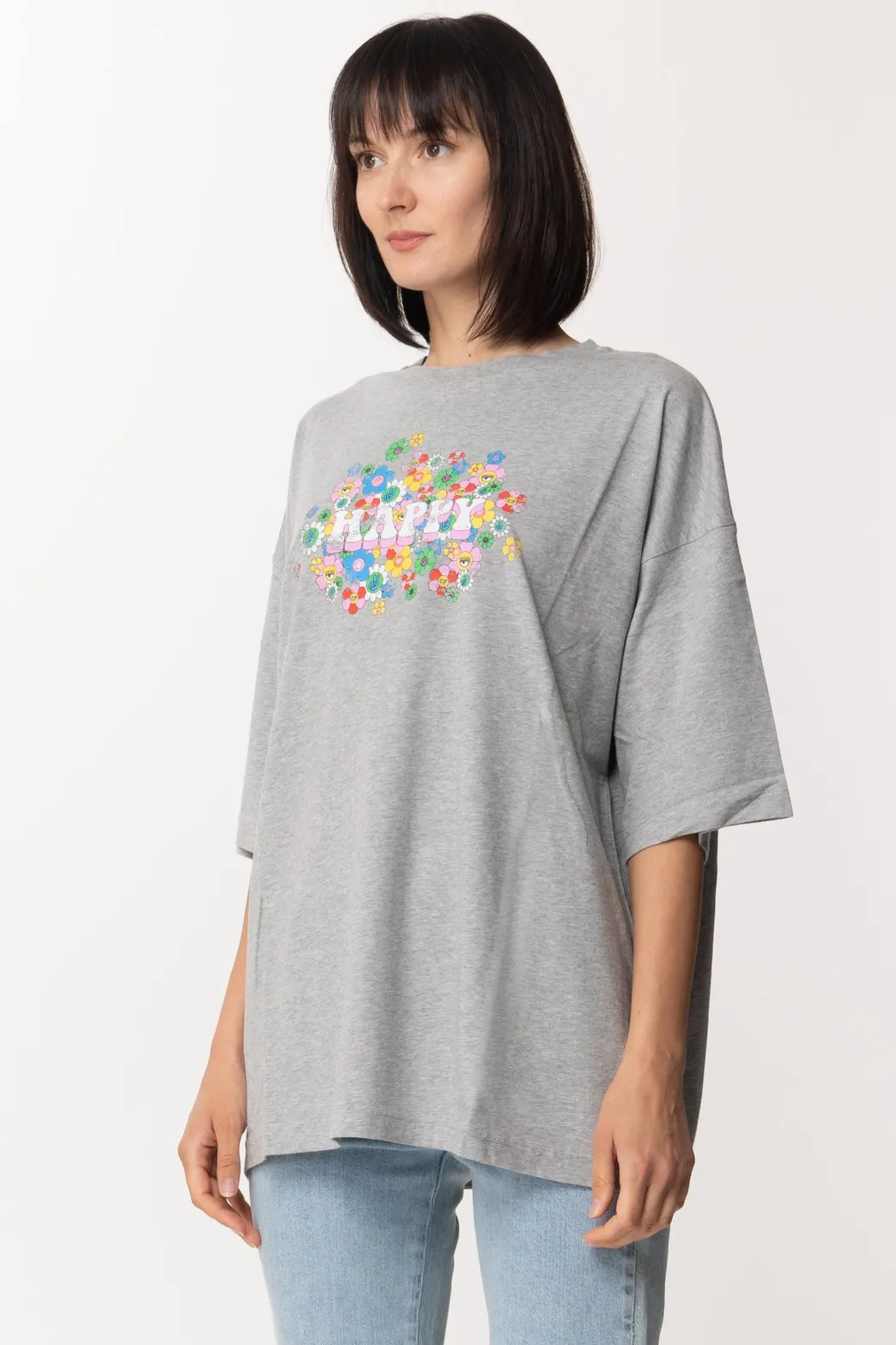 Donna Chiara Ferragni T-shrit Oversize Stampa Happy