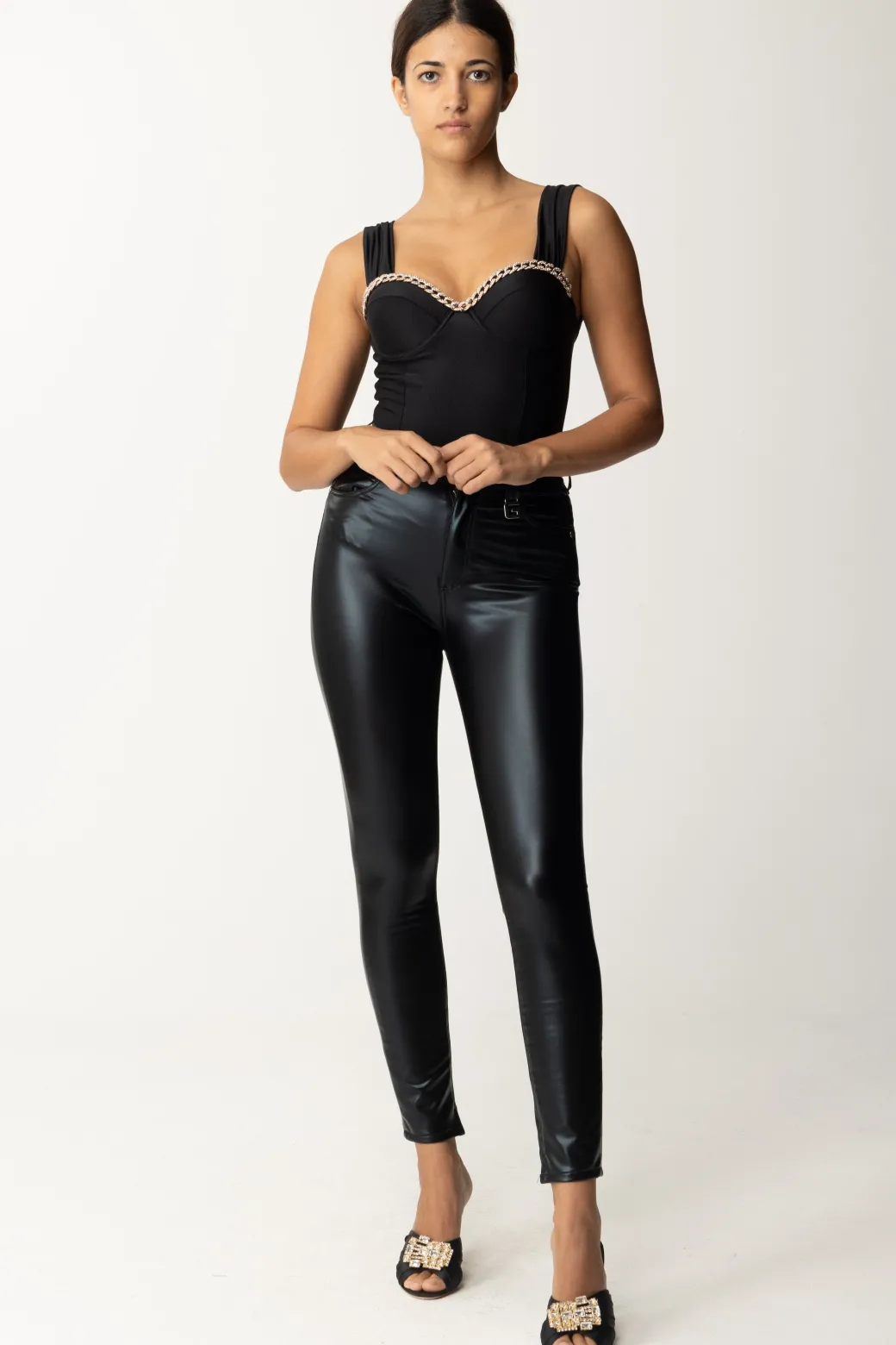 Donna Dramèe Body con Catena In Strass