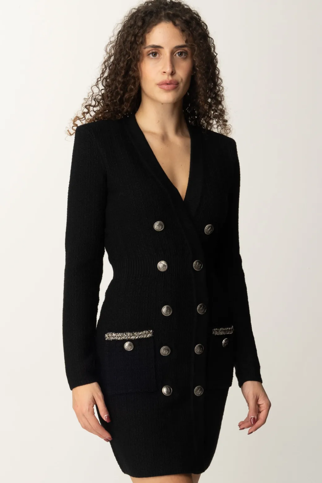 Donna Elisabetta Franchi Abito In Maglia Doppiopetto con Ricamo