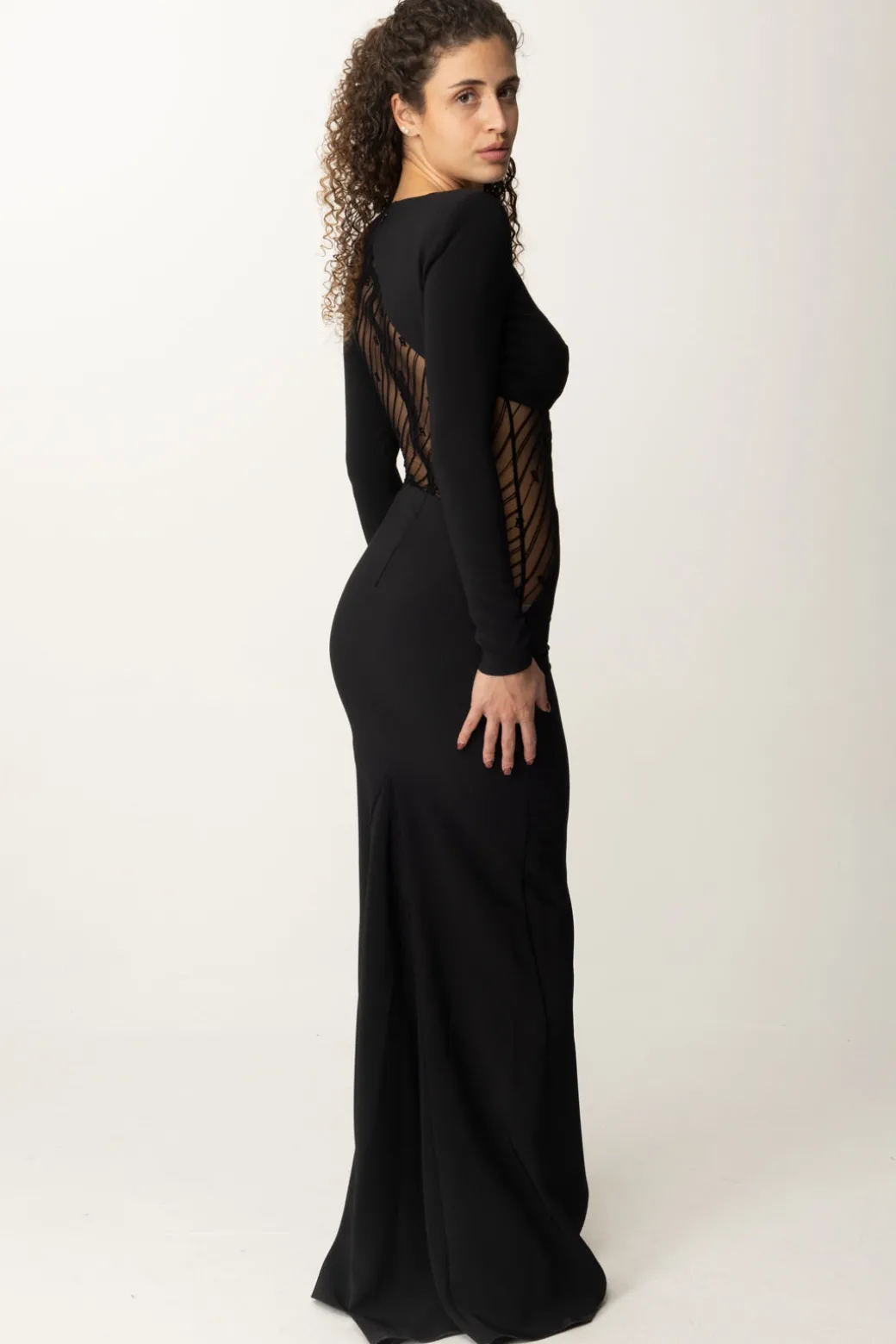 Donna Elisabetta Franchi Abito Red Carpet con Inserto In Tulle