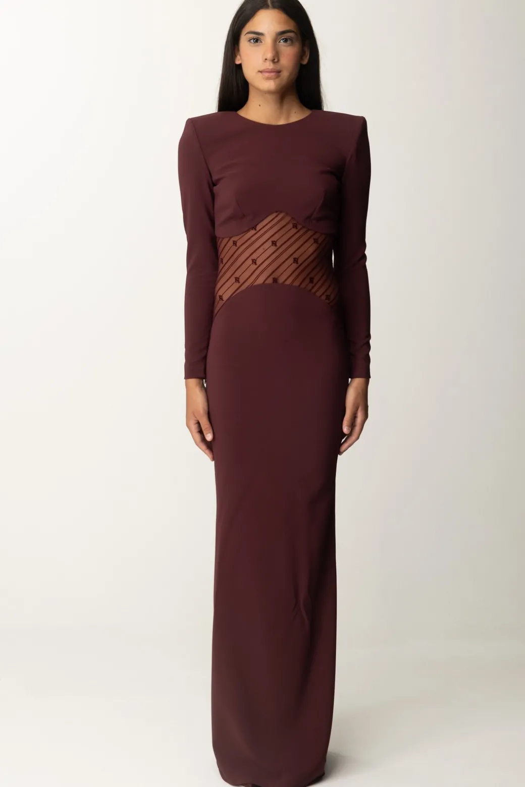 Donna Elisabetta Franchi Abito Red Carpet con Inserto In Tulle
