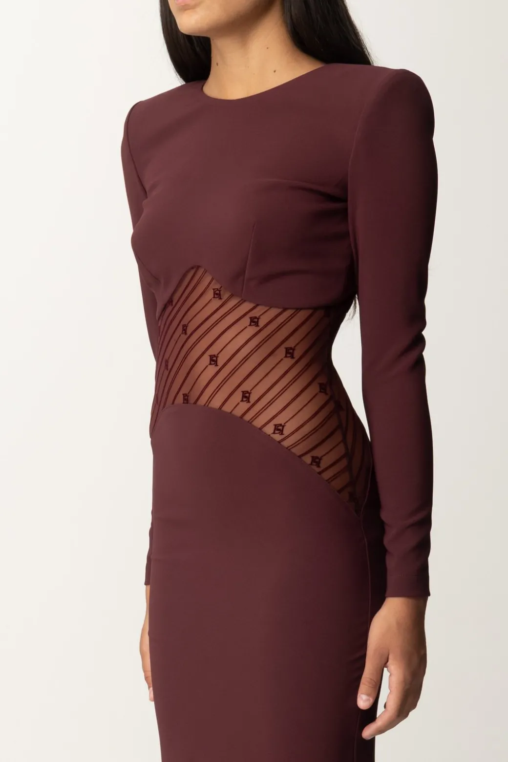 Donna Elisabetta Franchi Abito Red Carpet con Inserto In Tulle