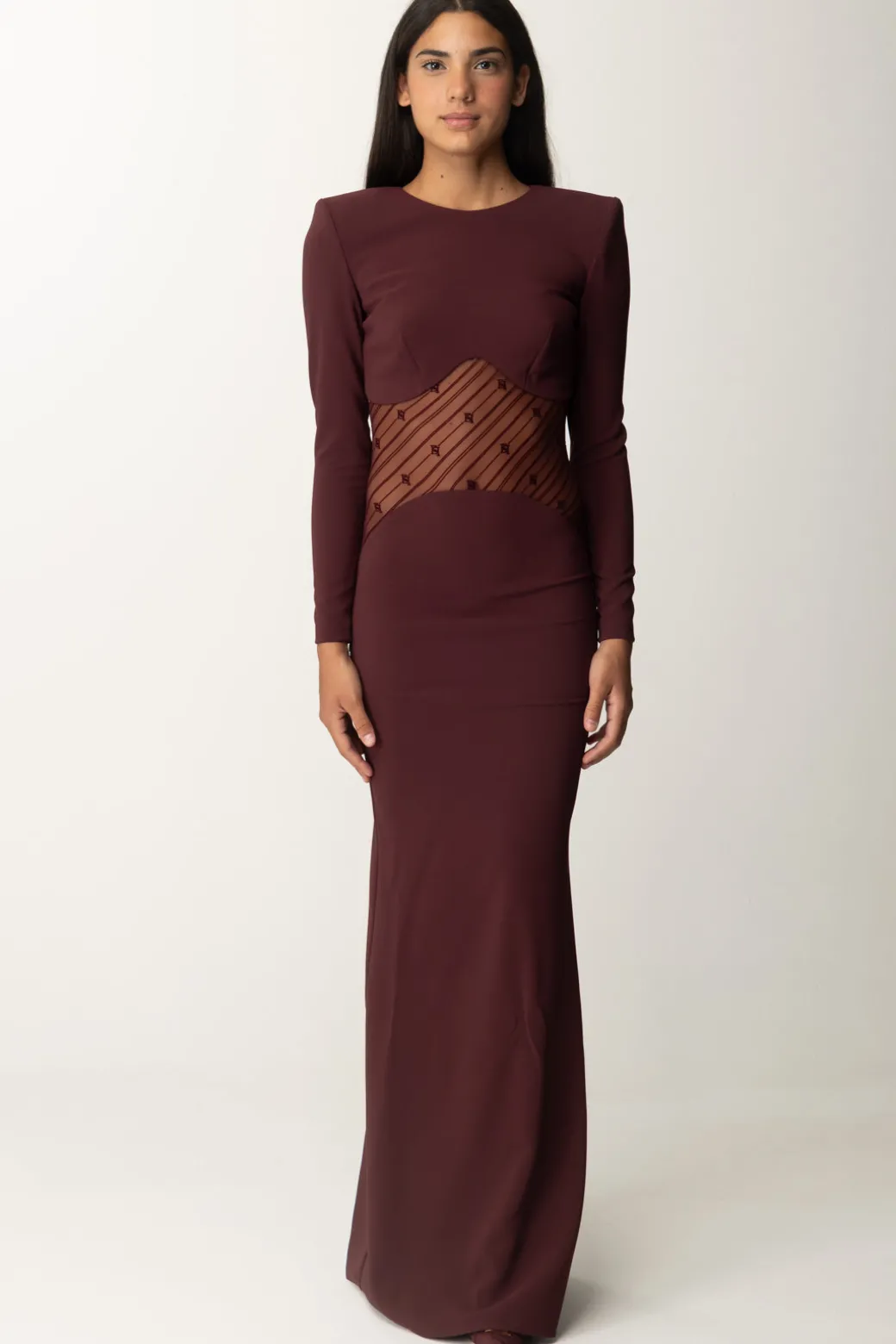 Donna Elisabetta Franchi Abito Red Carpet con Inserto In Tulle