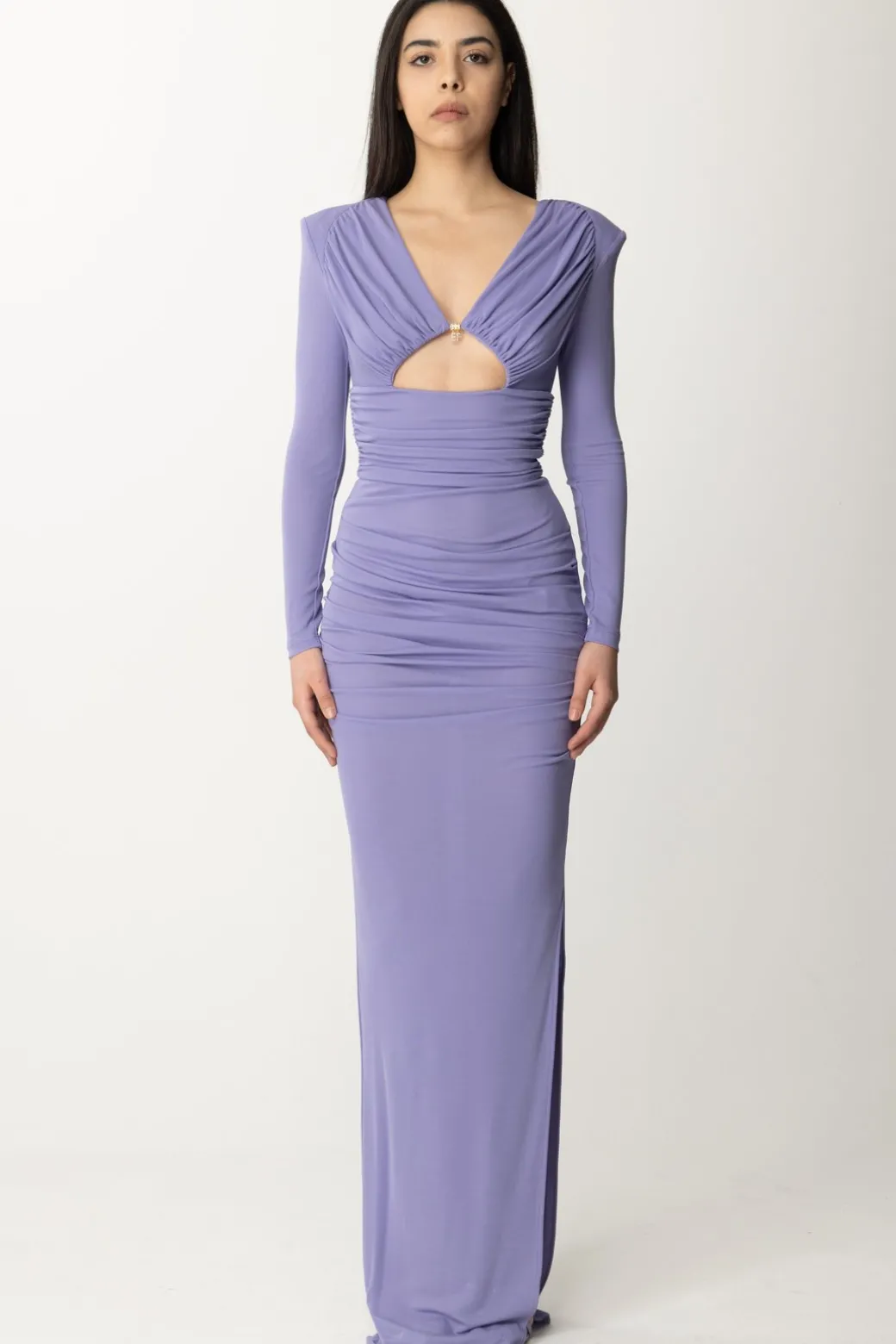 Donna Elisabetta Franchi Abito Red Carpet Drappeggiato con Cut-out