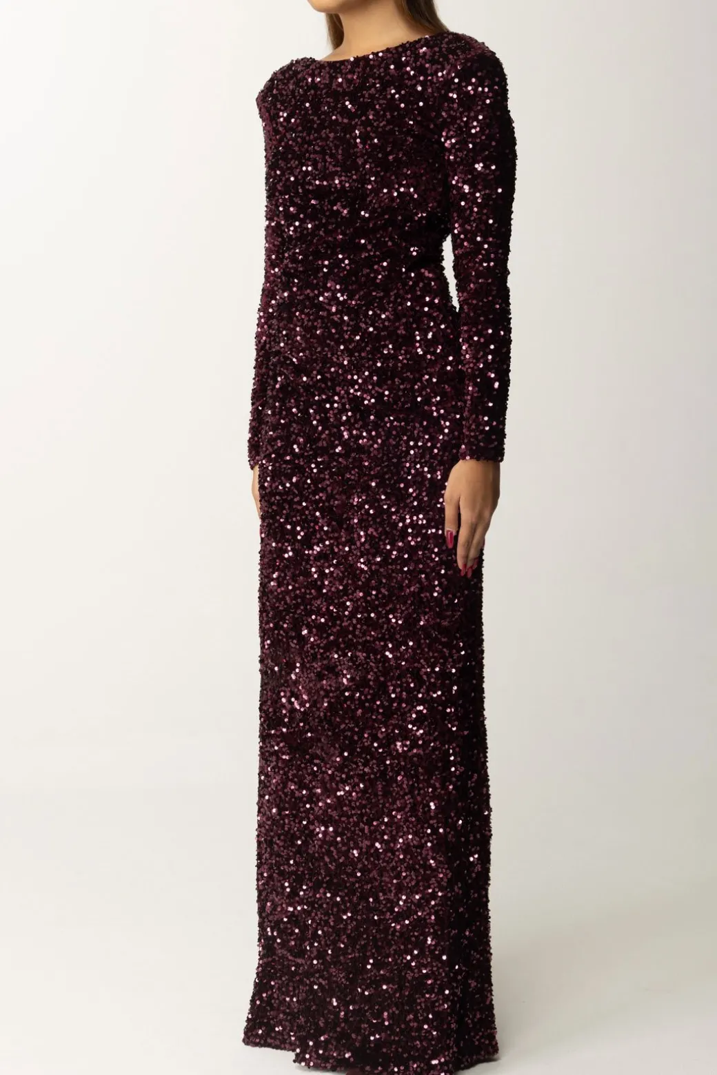 Donna Elisabetta Franchi Abito Red Carpet In Ciniglia Full Paillettes