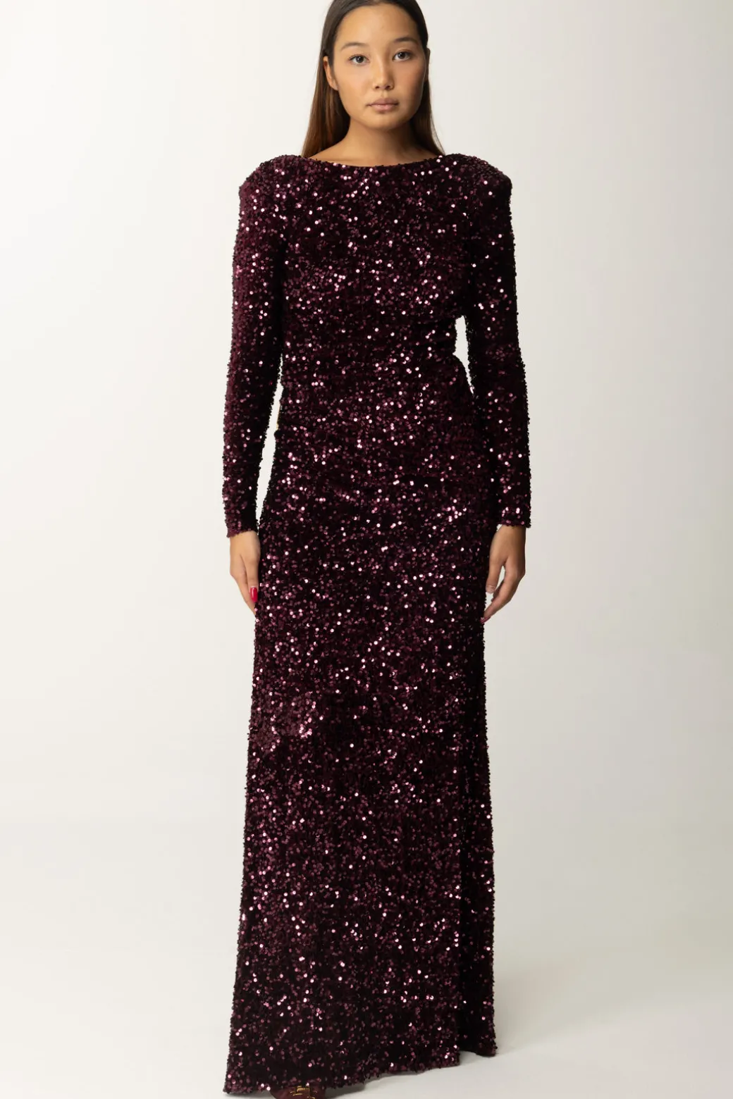 Donna Elisabetta Franchi Abito Red Carpet In Ciniglia Full Paillettes