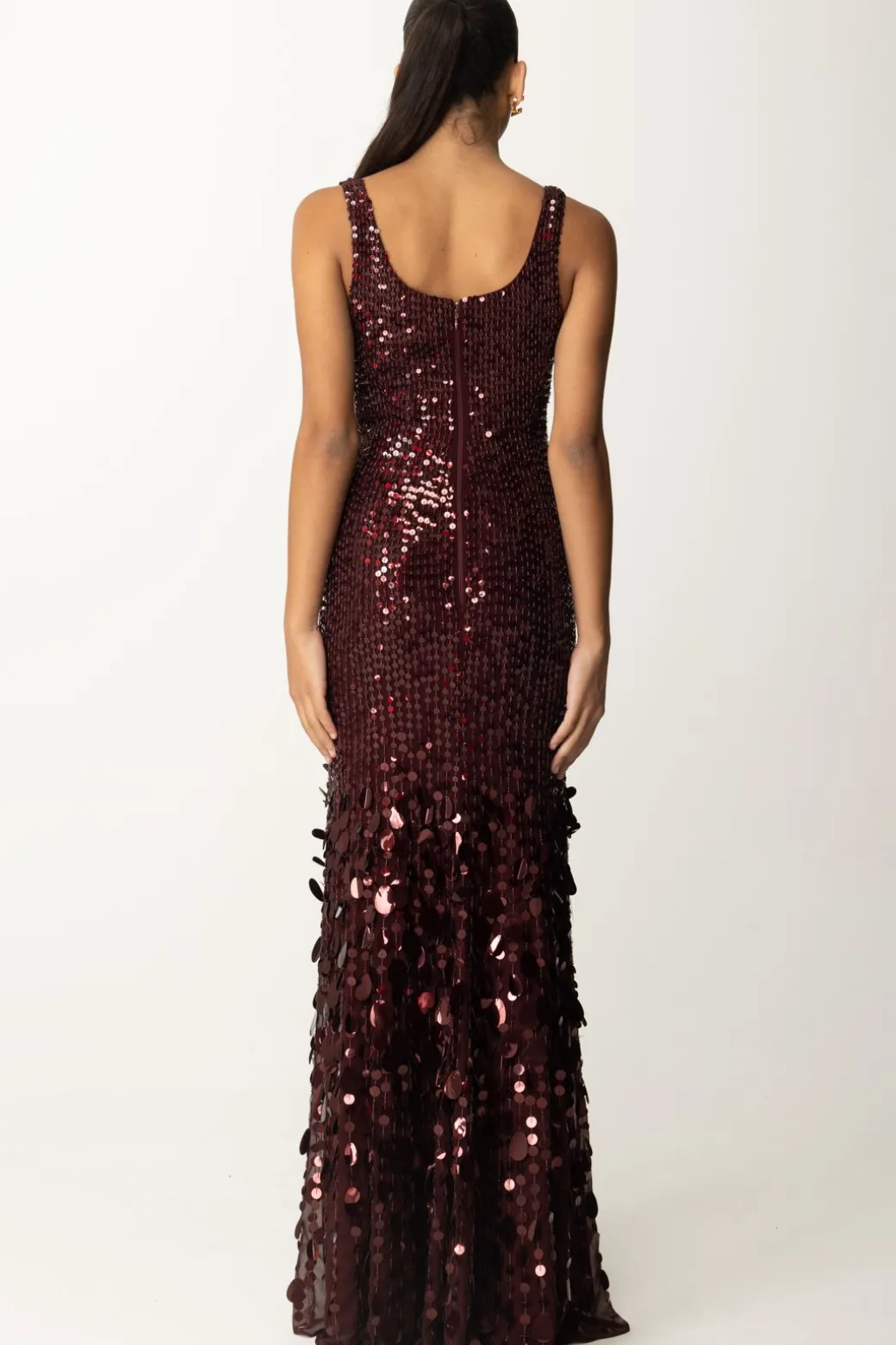 Donna Elisabetta Franchi Abito Red Carpet In Georgette Ricamata con Paillettes