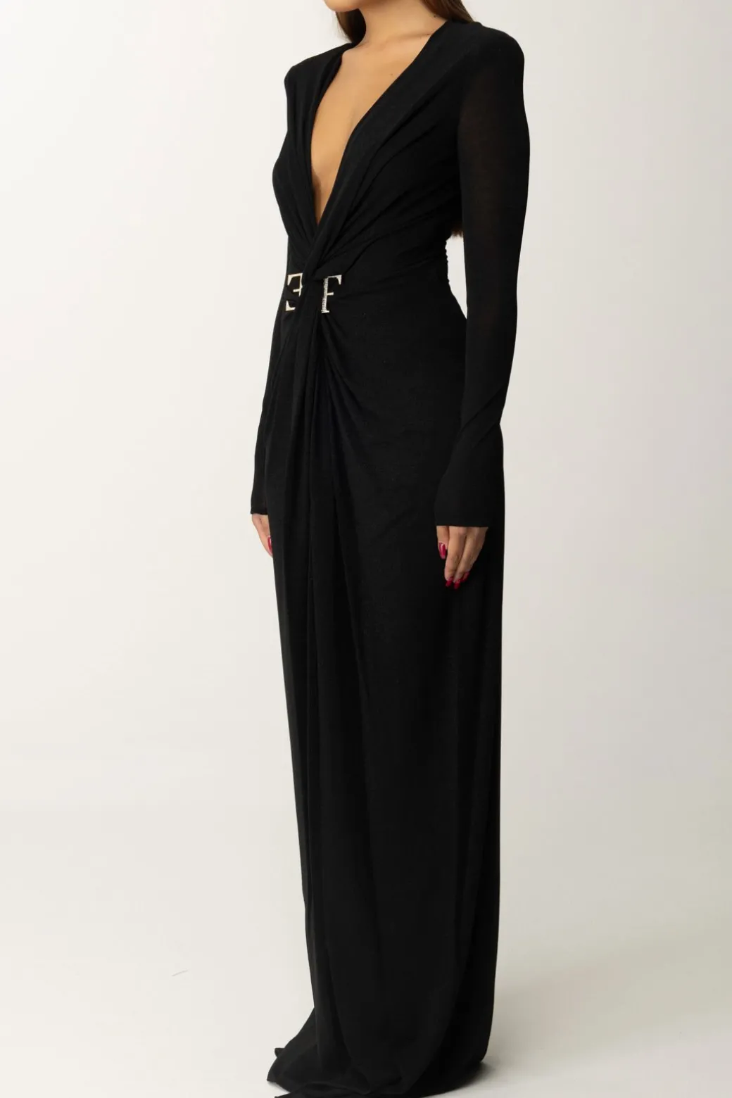 Donna Elisabetta Franchi Abito Red Carpet In Lurex con Nodo Centrale