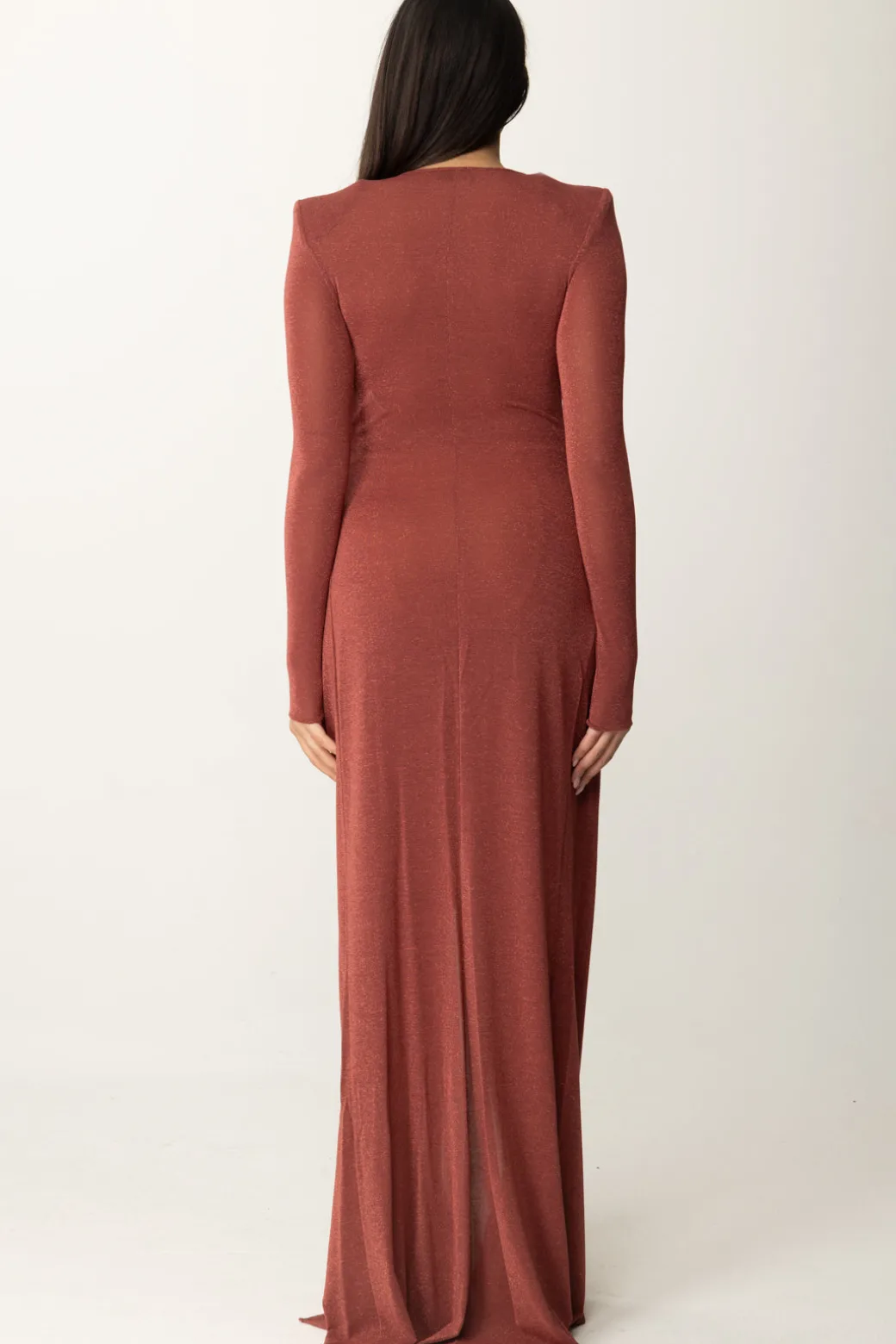 Donna Elisabetta Franchi Abito Red Carpet In Lurex con Nodo Centrale