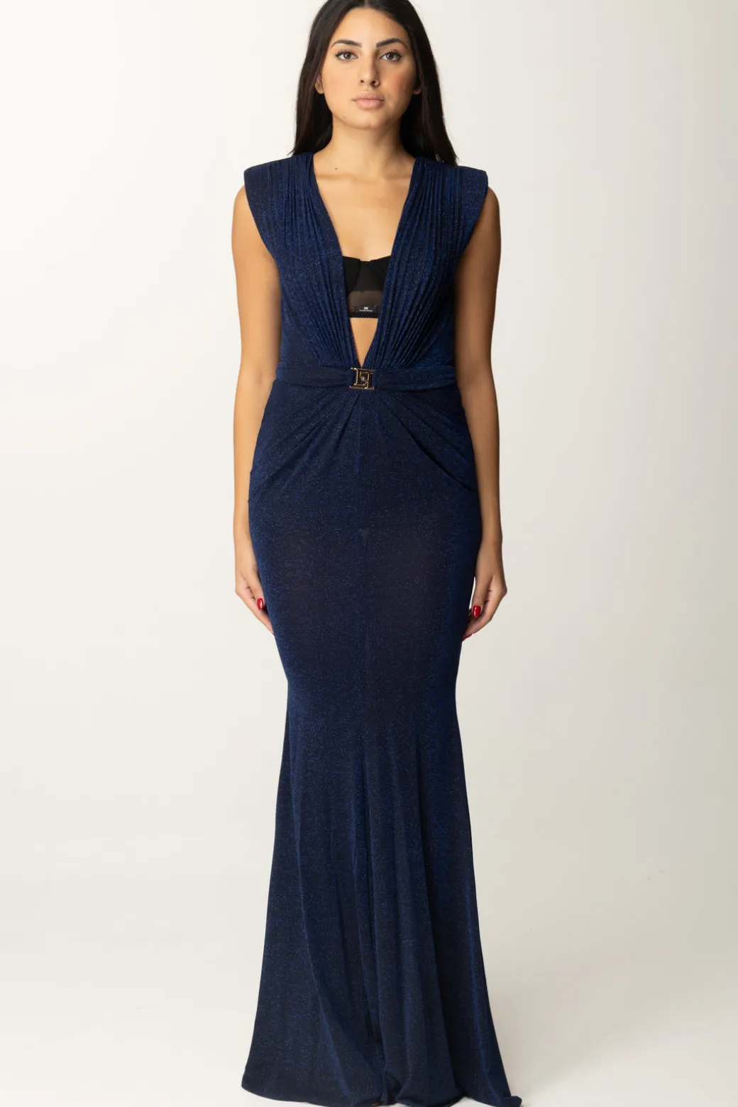 Donna Elisabetta Franchi Abito Red Carpet In Lurex con Reggiseno