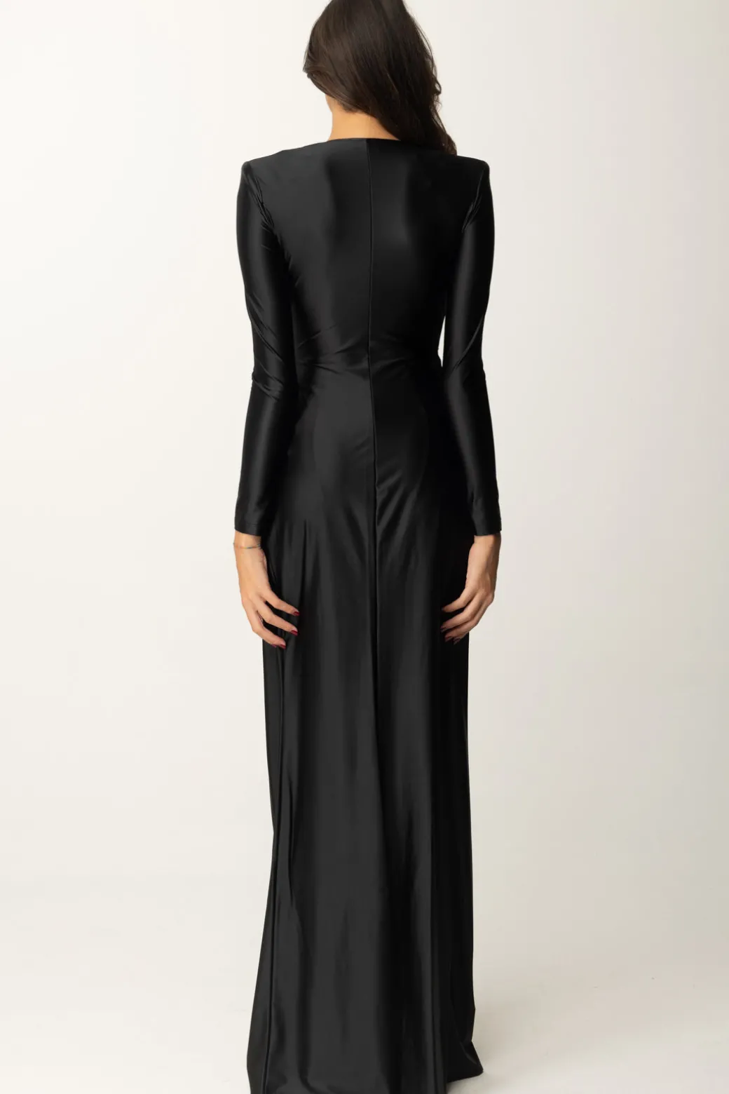 Donna Elisabetta Franchi Abito Red Carpet In Lycra con Nodo e Drappeggio