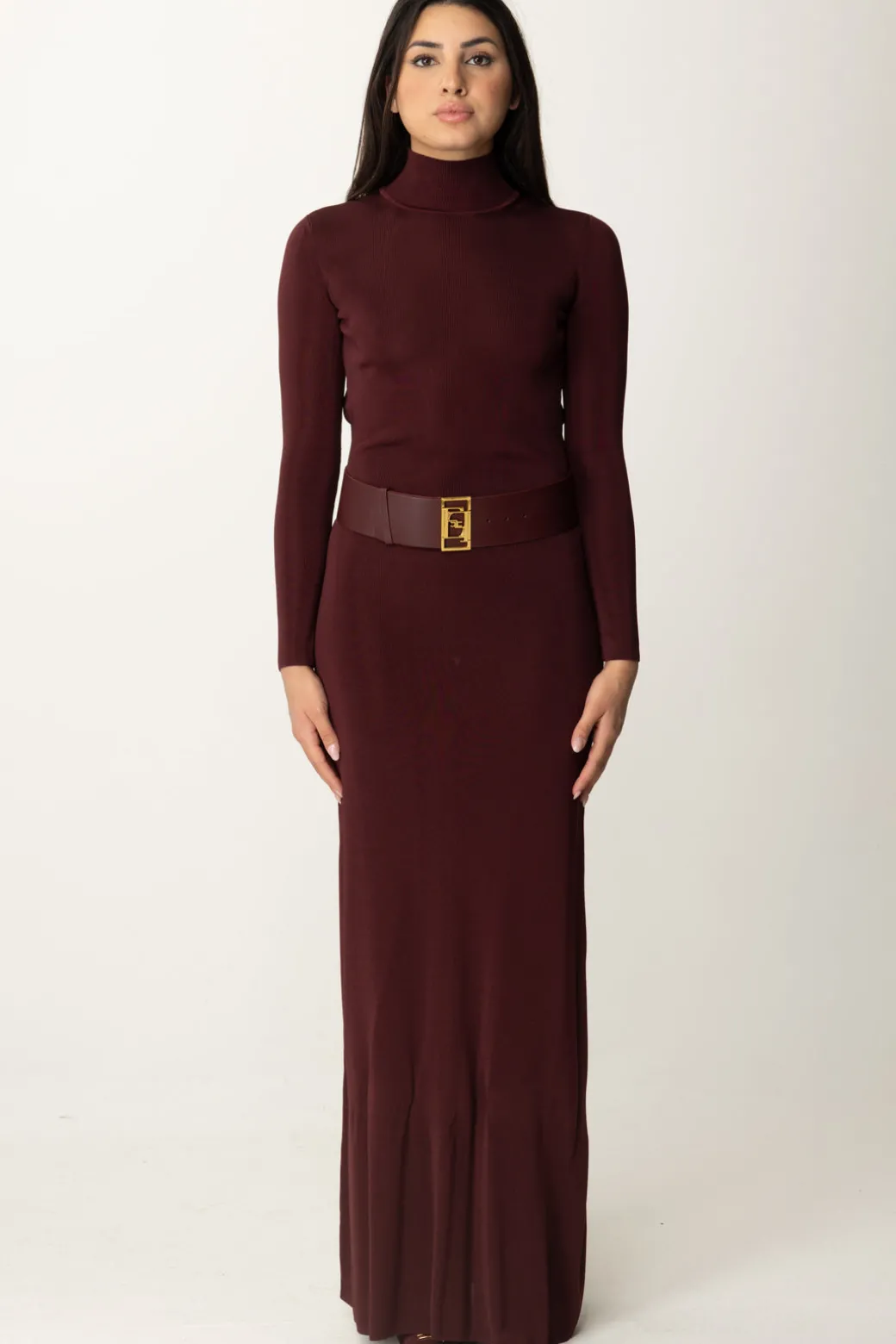 Donna Elisabetta Franchi Abito Red Carpet In Viscosa Lucida con Cintura
