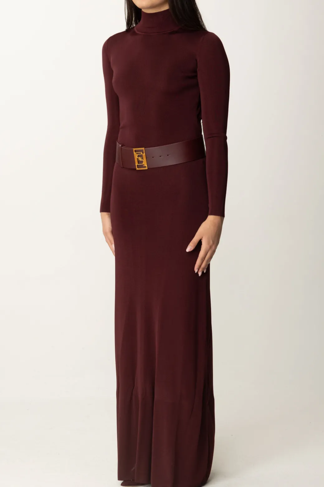 Donna Elisabetta Franchi Abito Red Carpet In Viscosa Lucida con Cintura