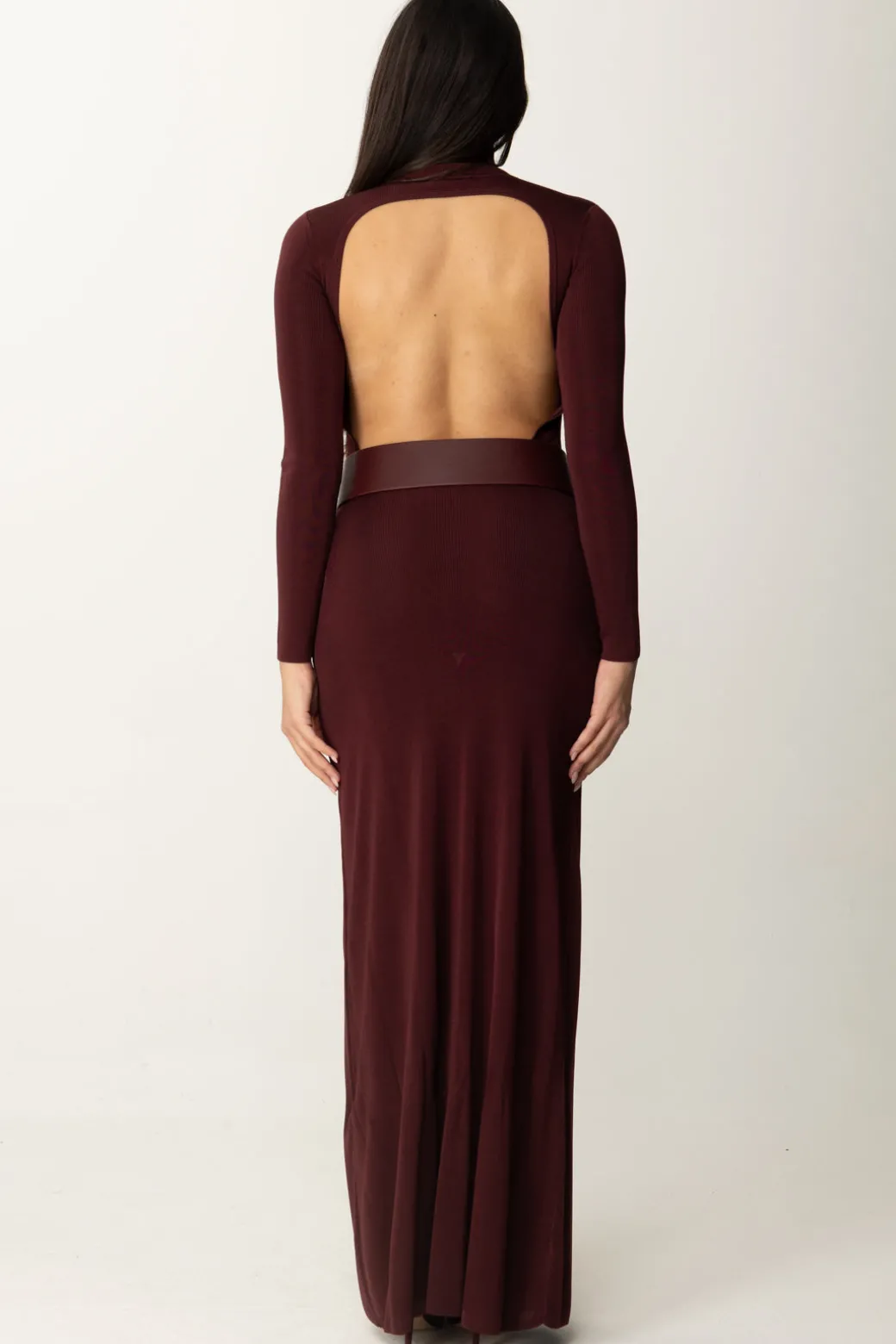 Donna Elisabetta Franchi Abito Red Carpet In Viscosa Lucida con Cintura