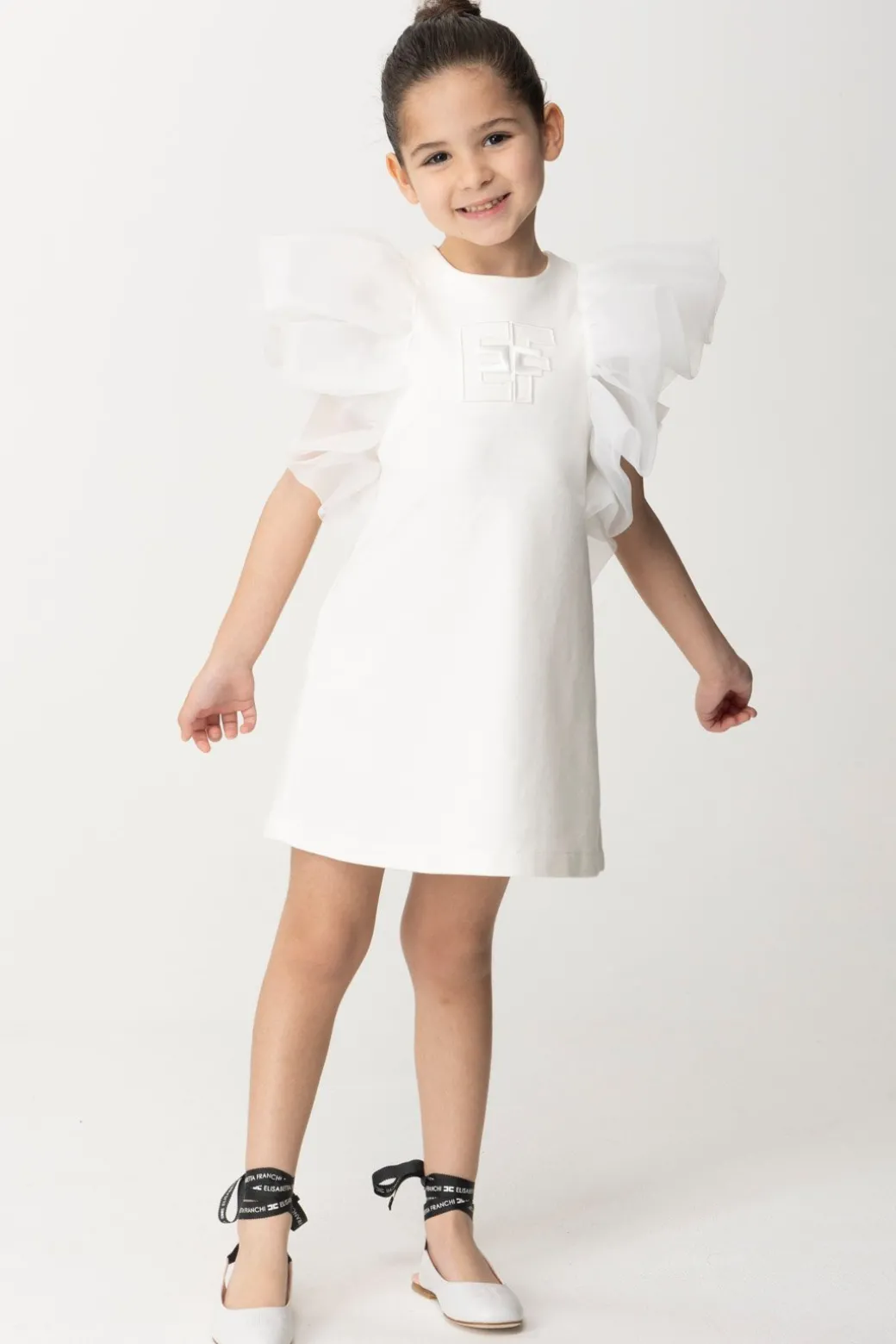 Elisabetta Franchi Bambina Abito con Maniche In Tulle