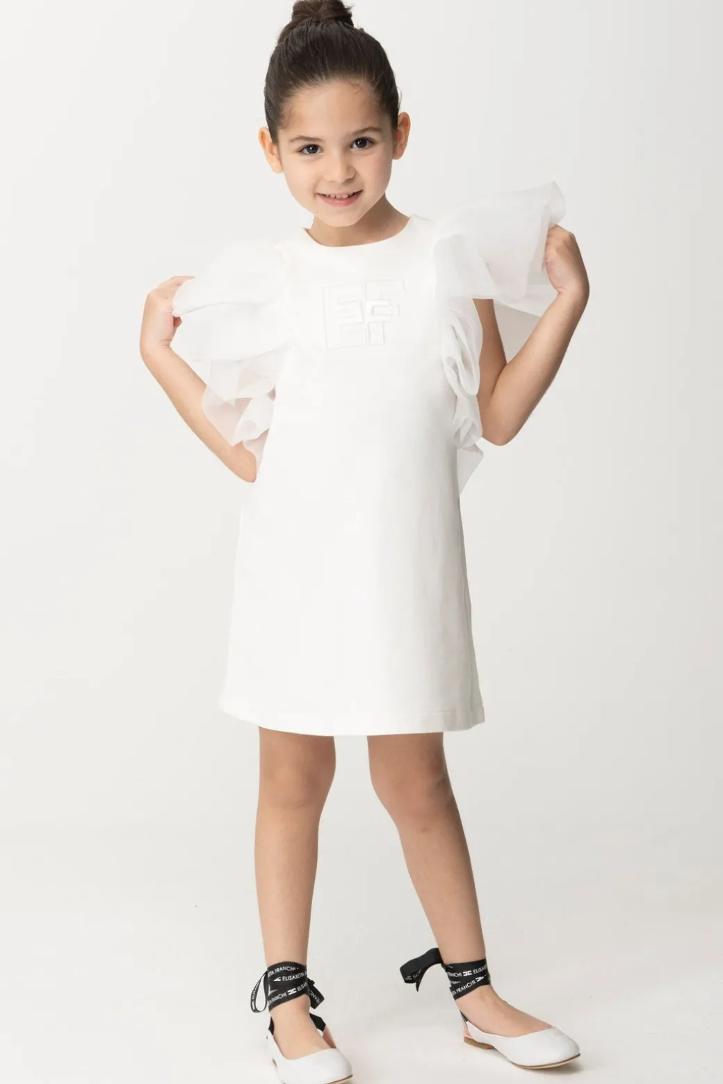 Elisabetta Franchi Bambina Abito con Maniche In Tulle