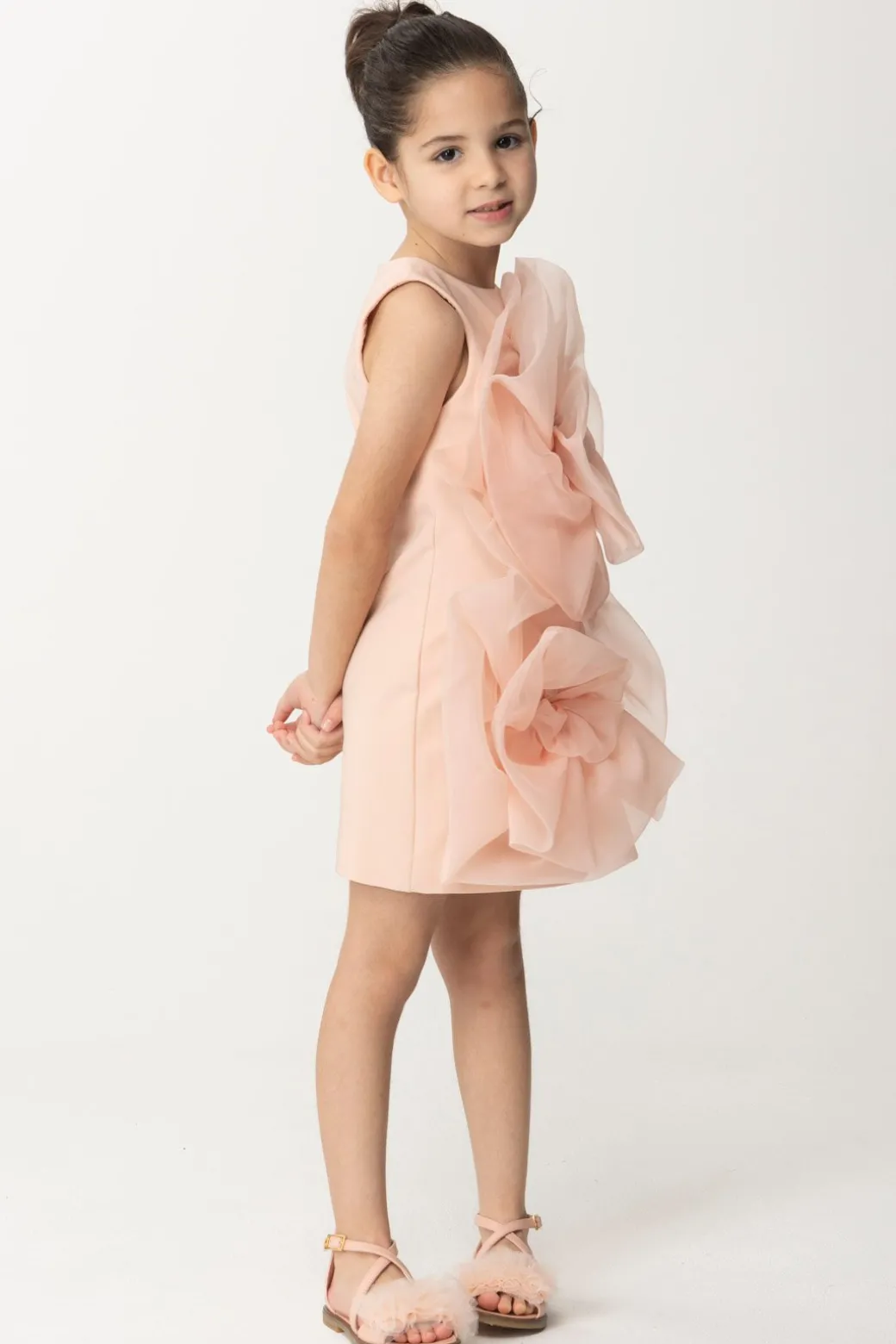 Elisabetta Franchi Bambina Abito con Maxi Rose Sul Fronte