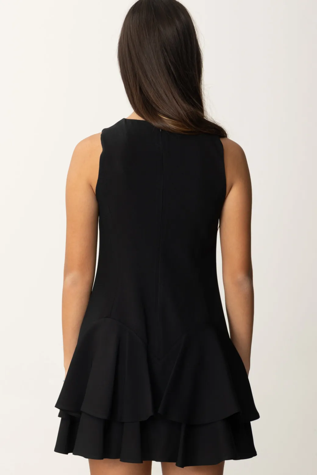 Elisabetta Franchi Bambina Abito In Crepe con Balze e Placchetta Logo