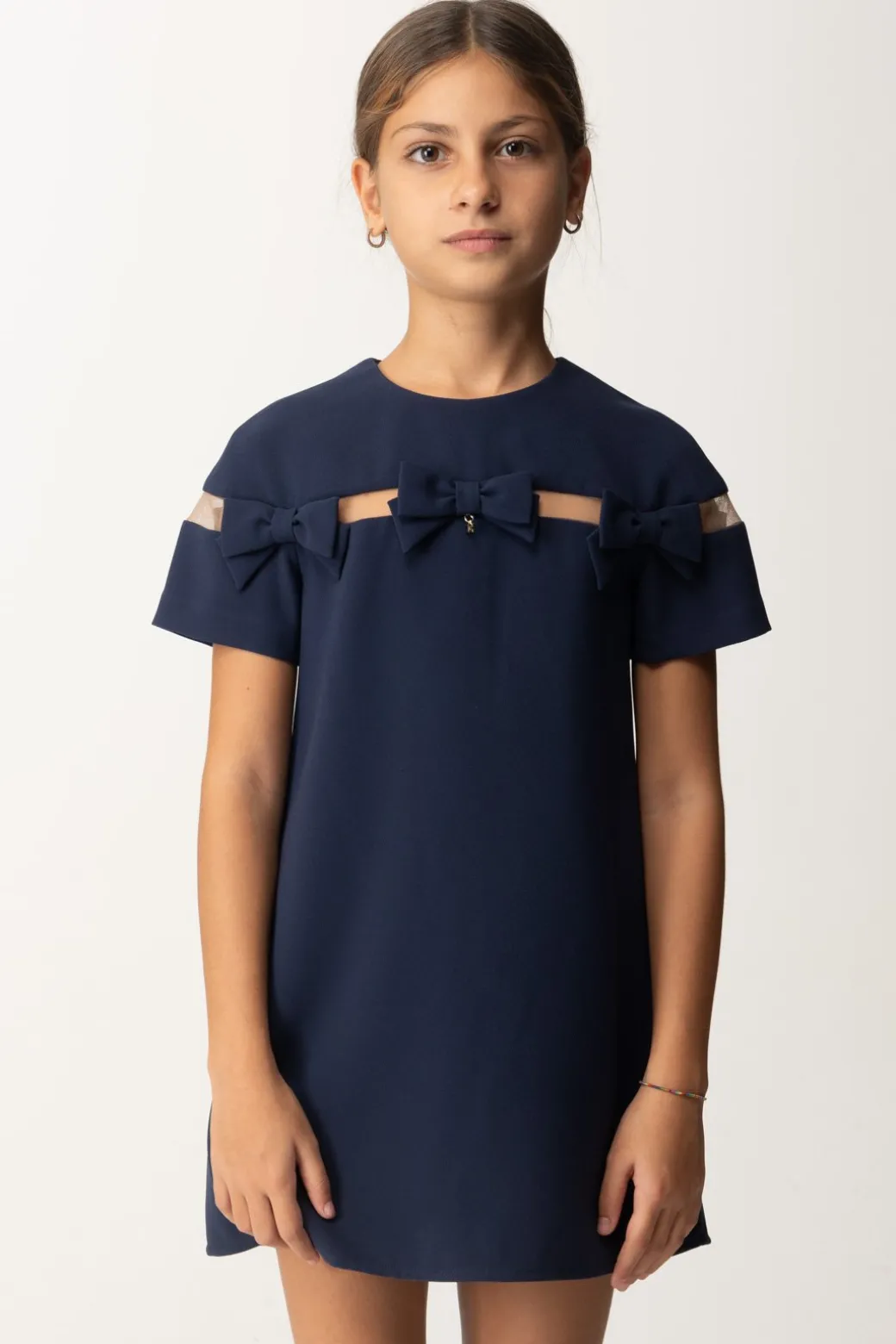 Elisabetta Franchi Bambina Abito In Crepe con Fiocchetti