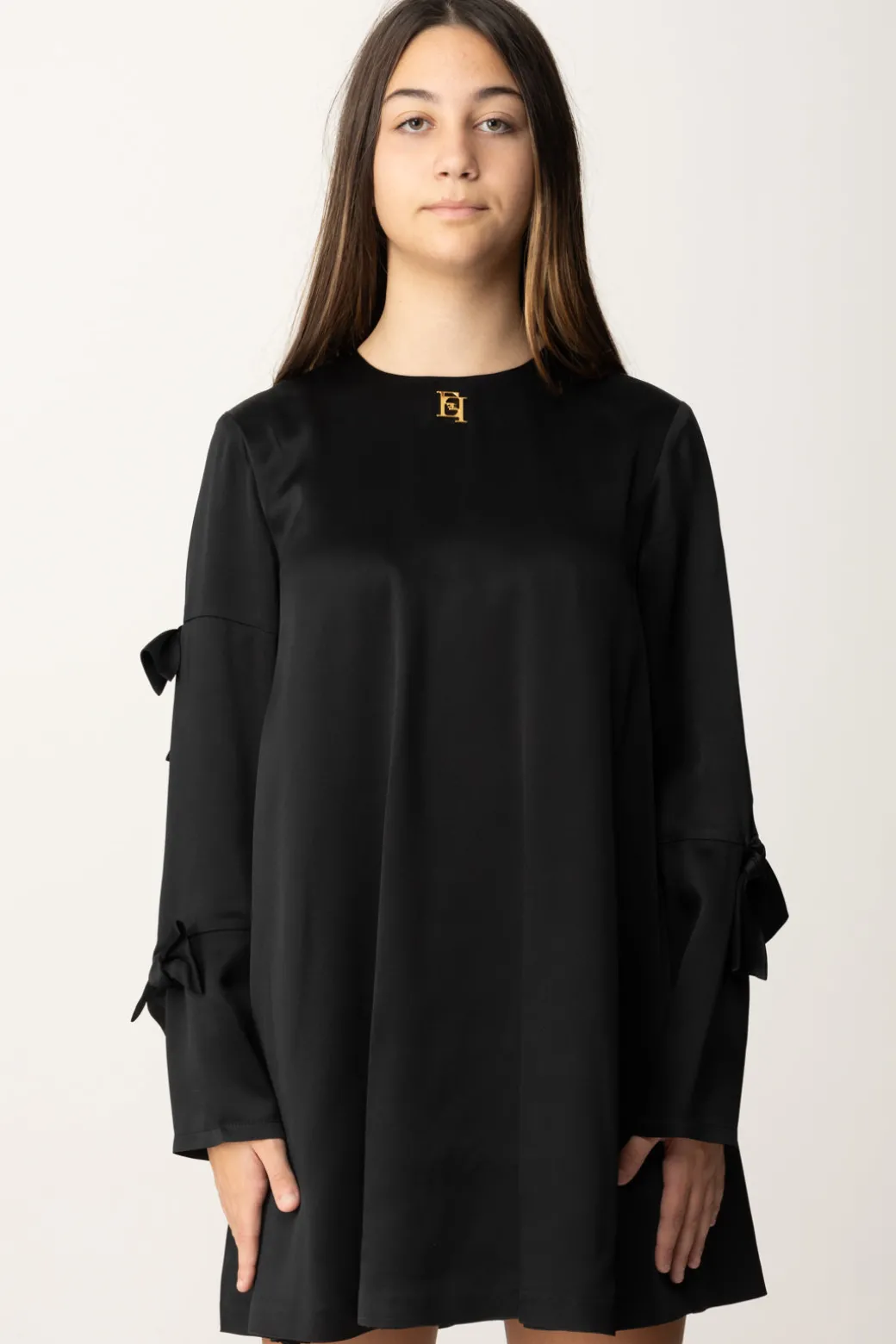 Elisabetta Franchi Bambina Abito In Crepe Satin con Fiocchi