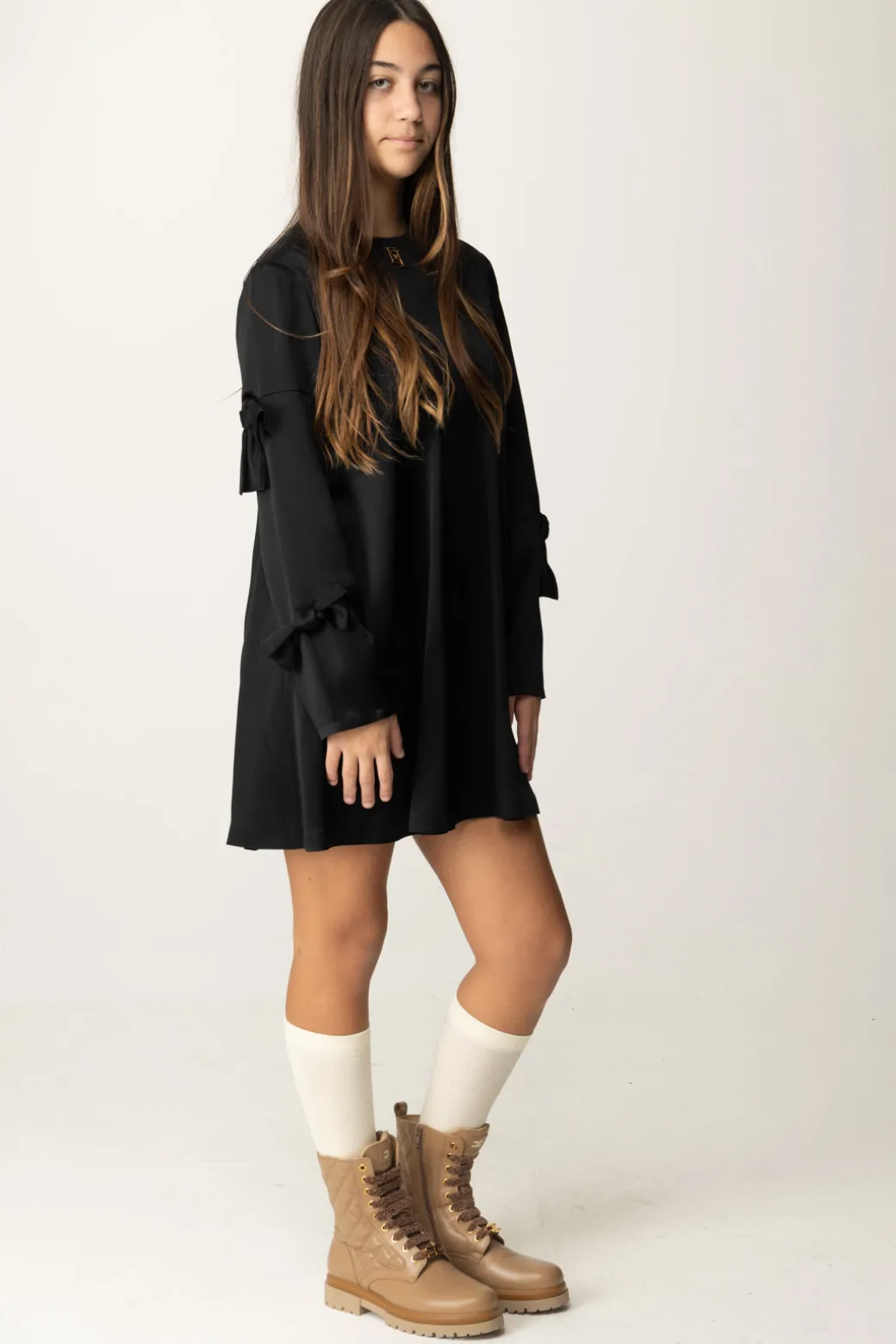 Elisabetta Franchi Bambina Abito In Crepe Satin con Fiocchi