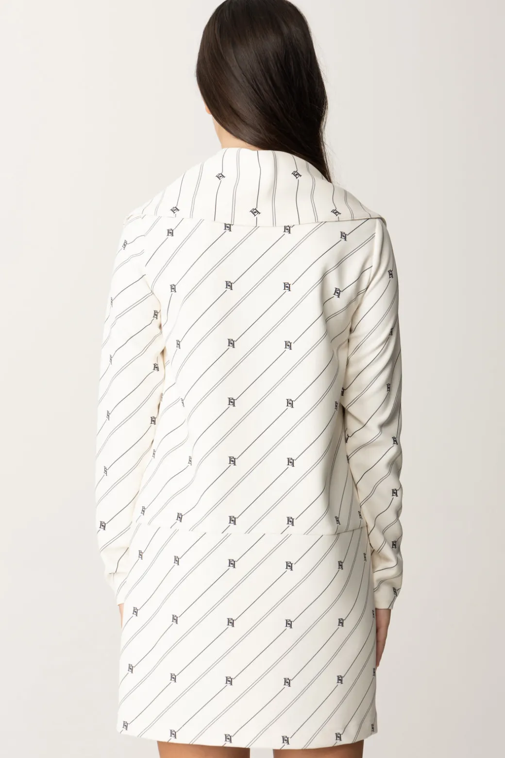Elisabetta Franchi Bambina Abito In Crepe Stampa Righe e Loghi