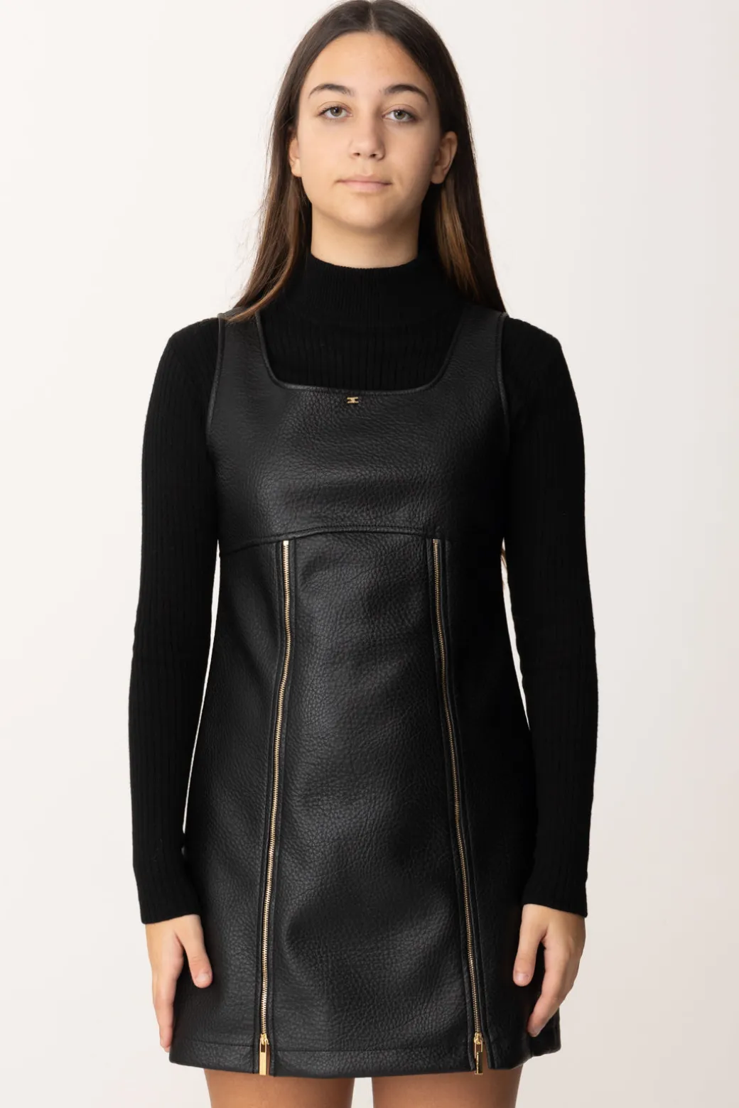 Elisabetta Franchi Bambina Abito In Eco-pelle con Zip