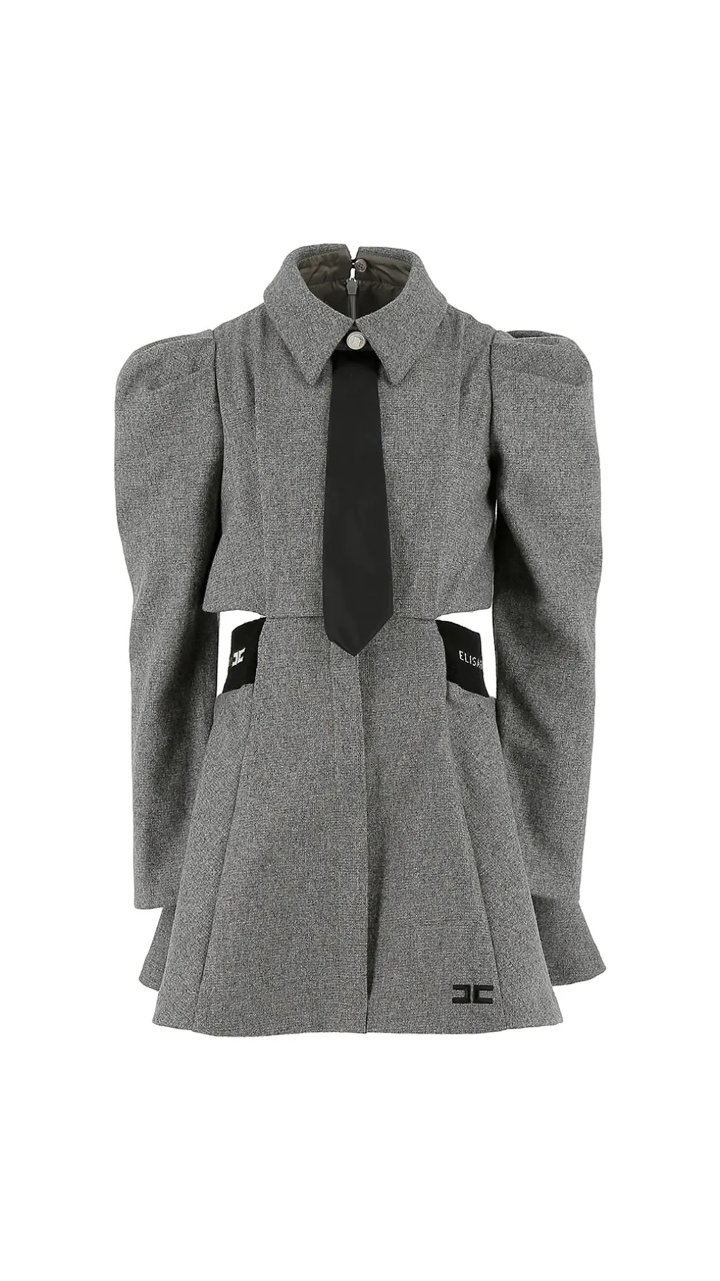 Elisabetta Franchi Bambina Abito In Lana con Cravatta e Cut-out