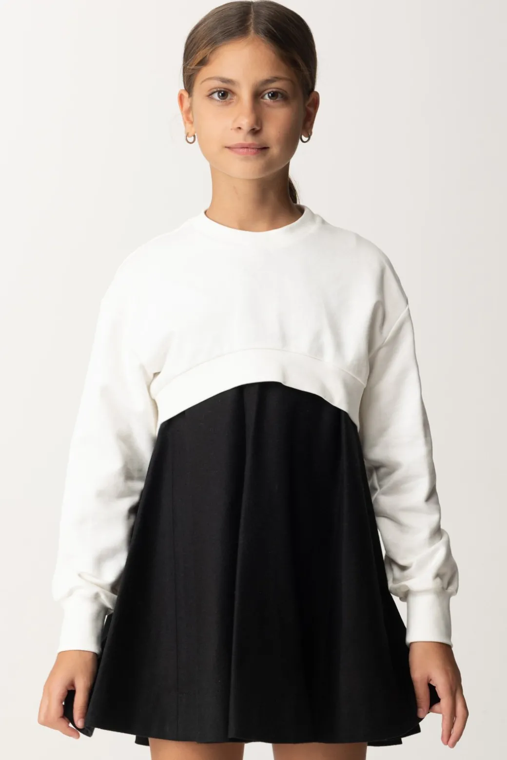 Elisabetta Franchi Bambina Abito In Lana con Felpa Crop