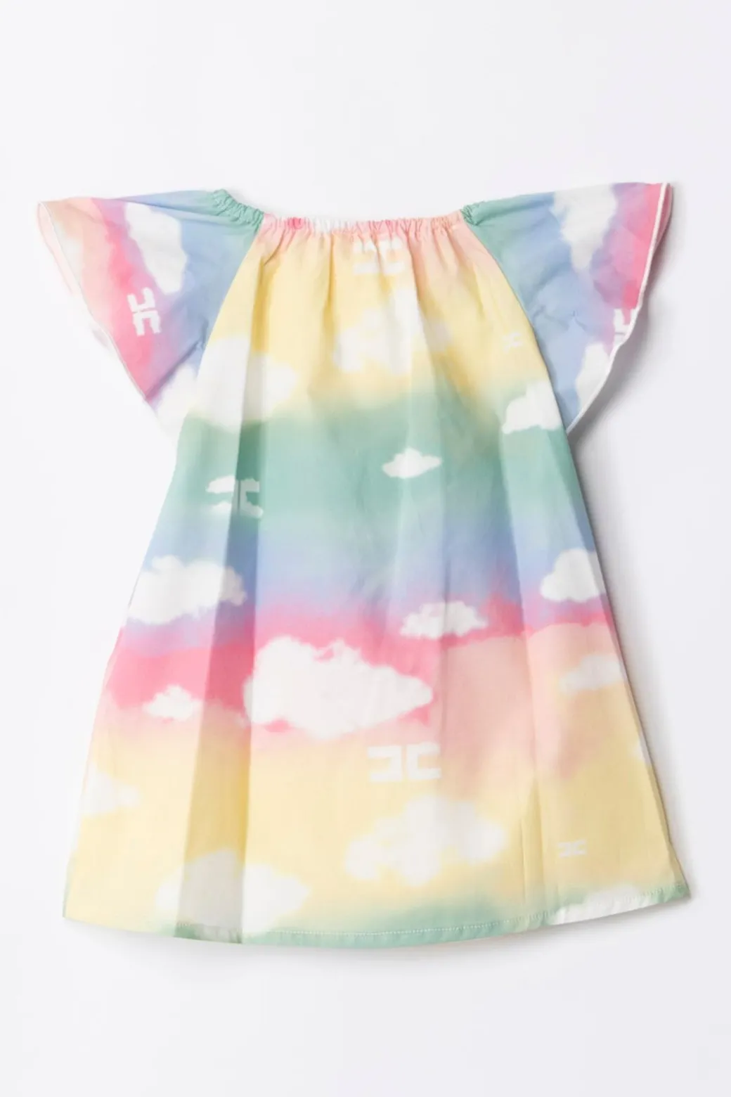 Elisabetta Franchi Bambina Abito In Popeline In Stampa Clouds