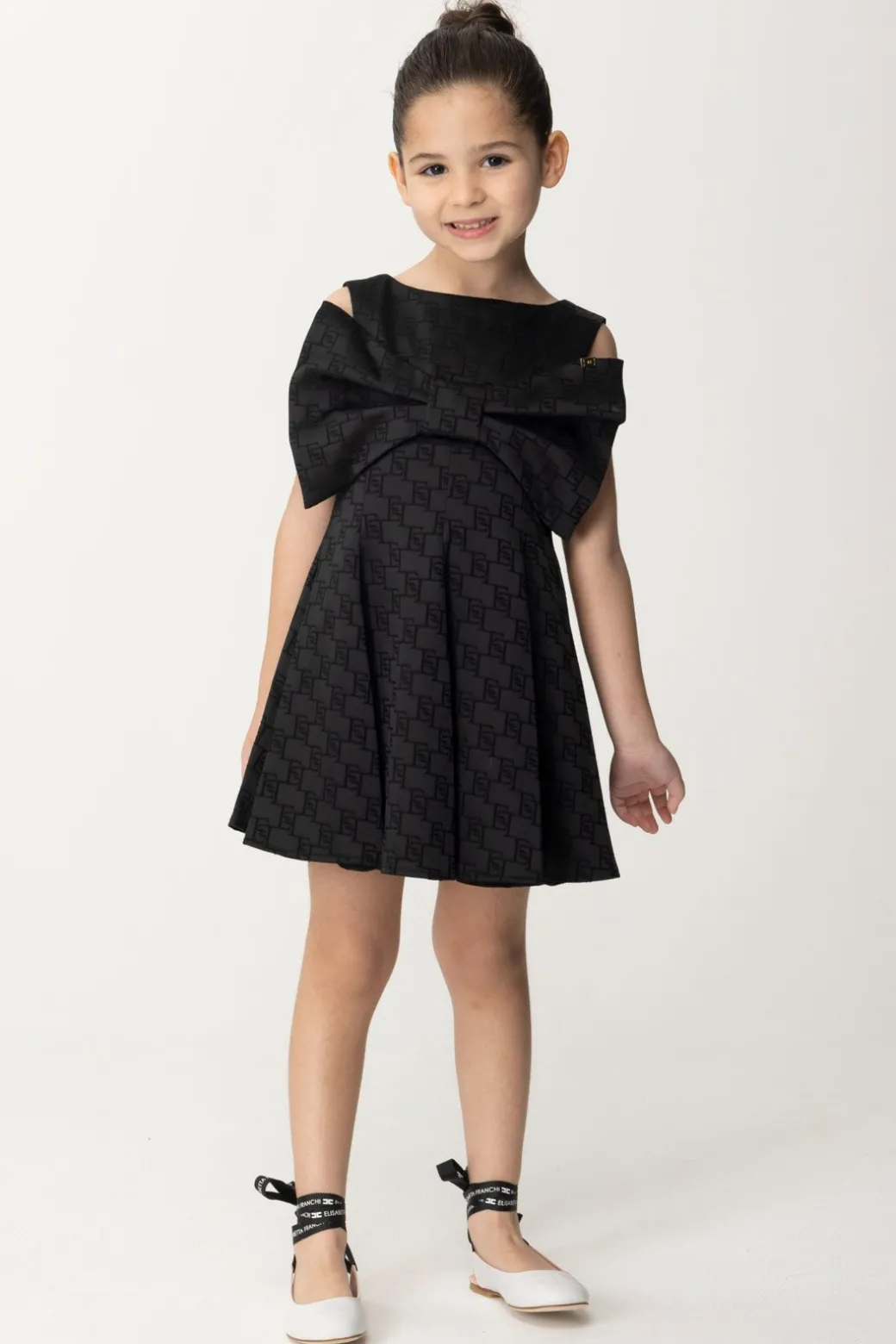 Elisabetta Franchi Bambina Abito In Raso con Maxi Fiocco